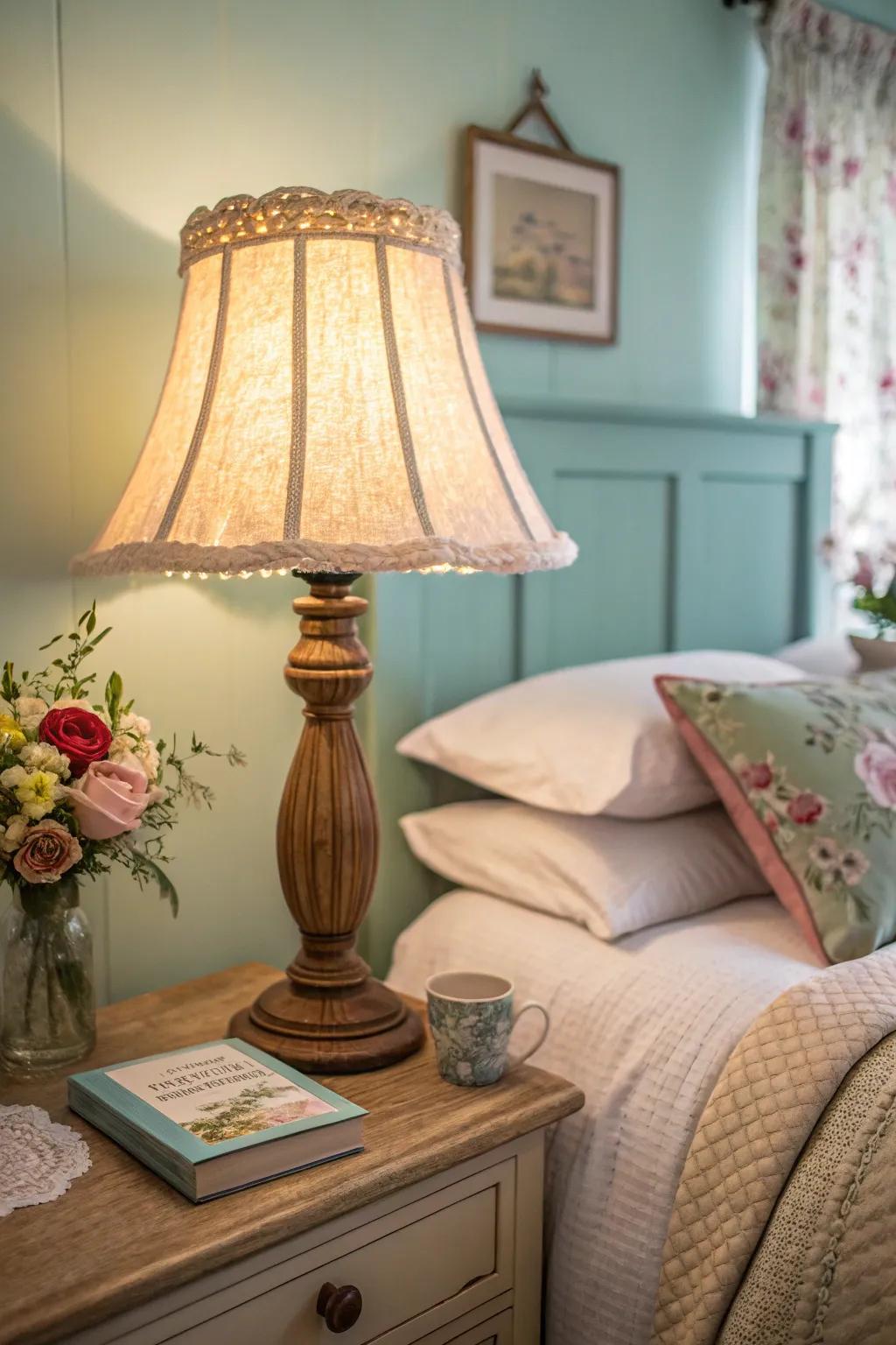 Add a soft, vintage glow to your space with linen lampshades.