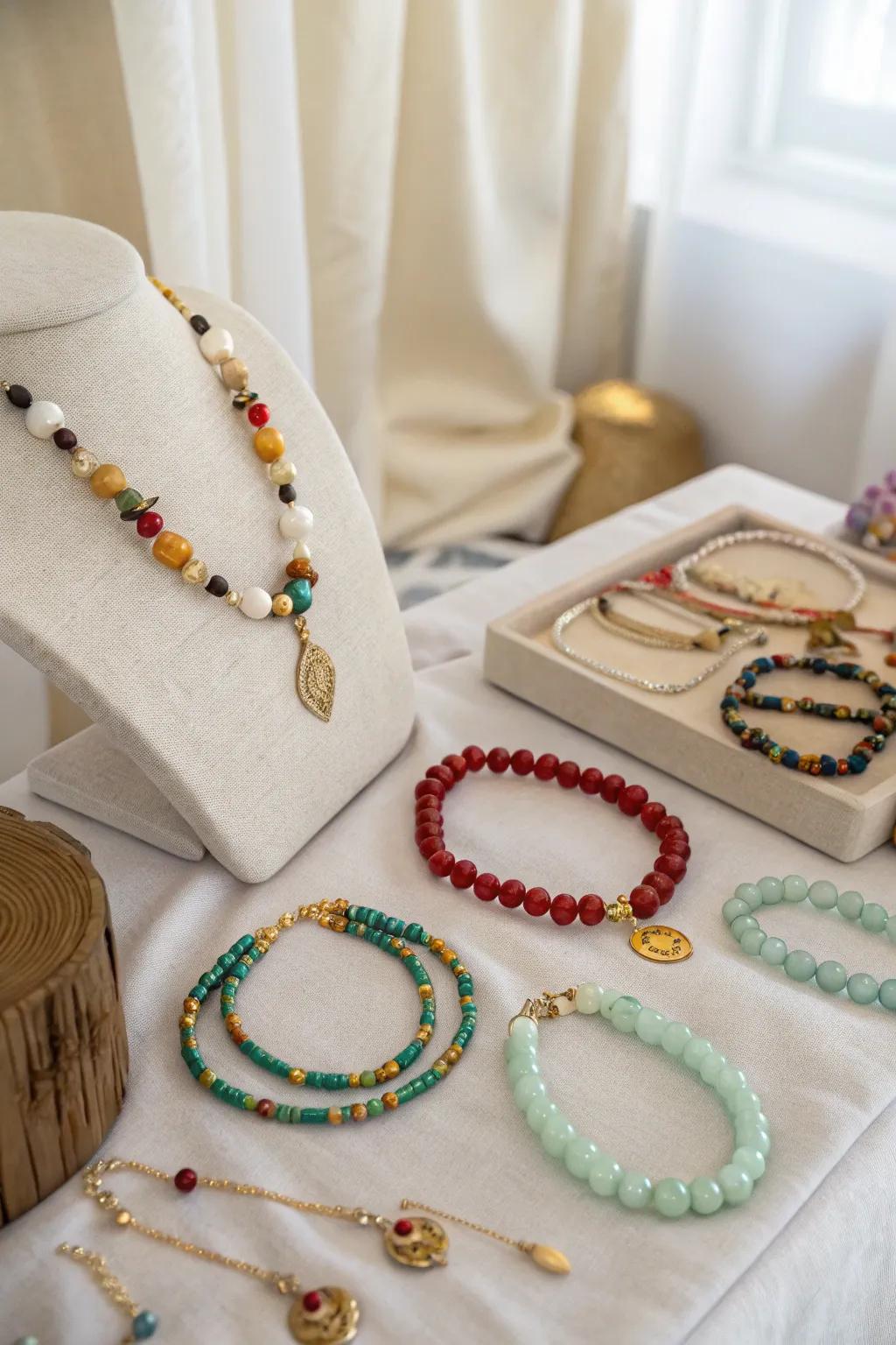 Handcrafted jewelry, adding a personal touch to any outfit.