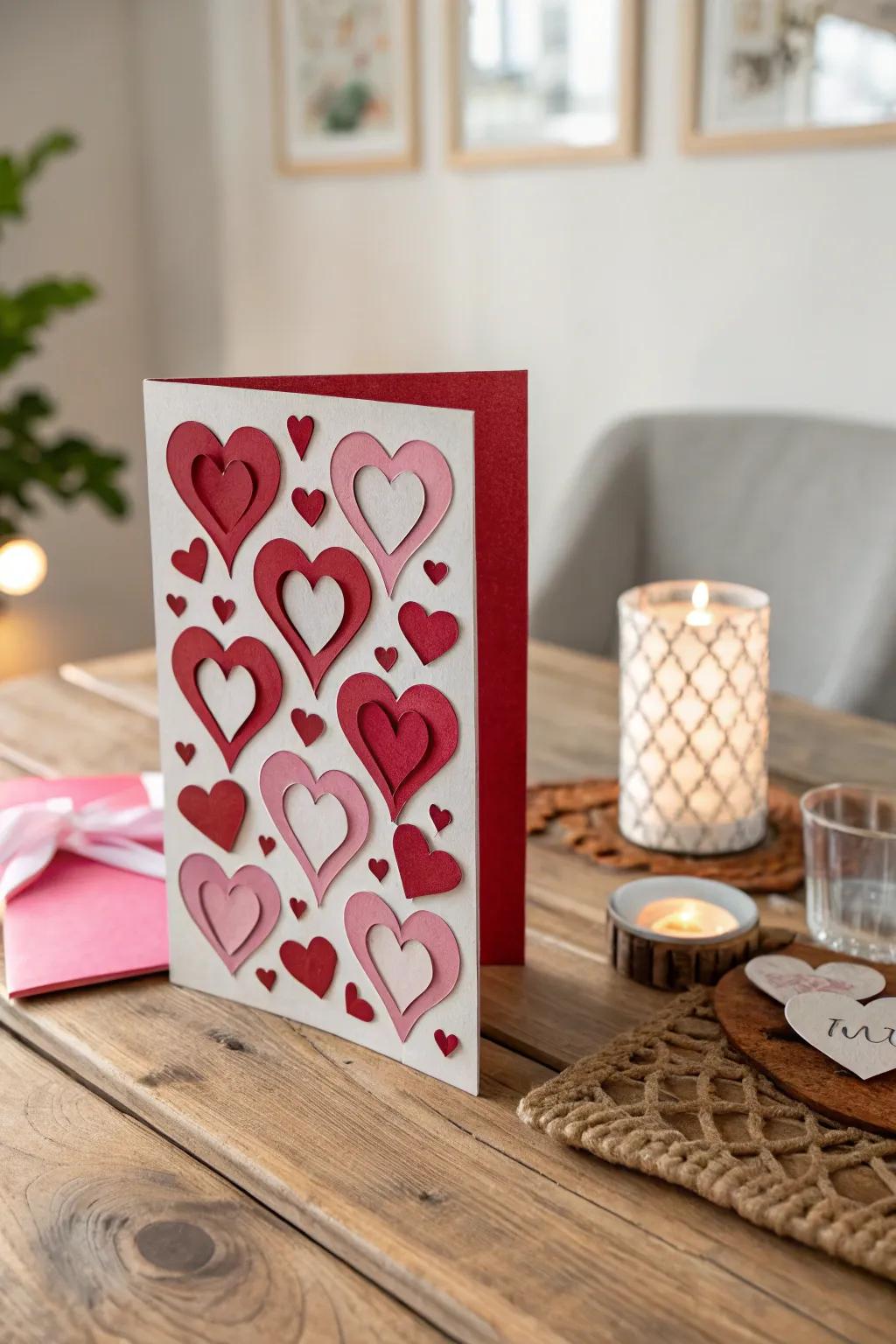 Layers of love: A heart-filled Valentine's card for dad, embodying simplicity and warmth.