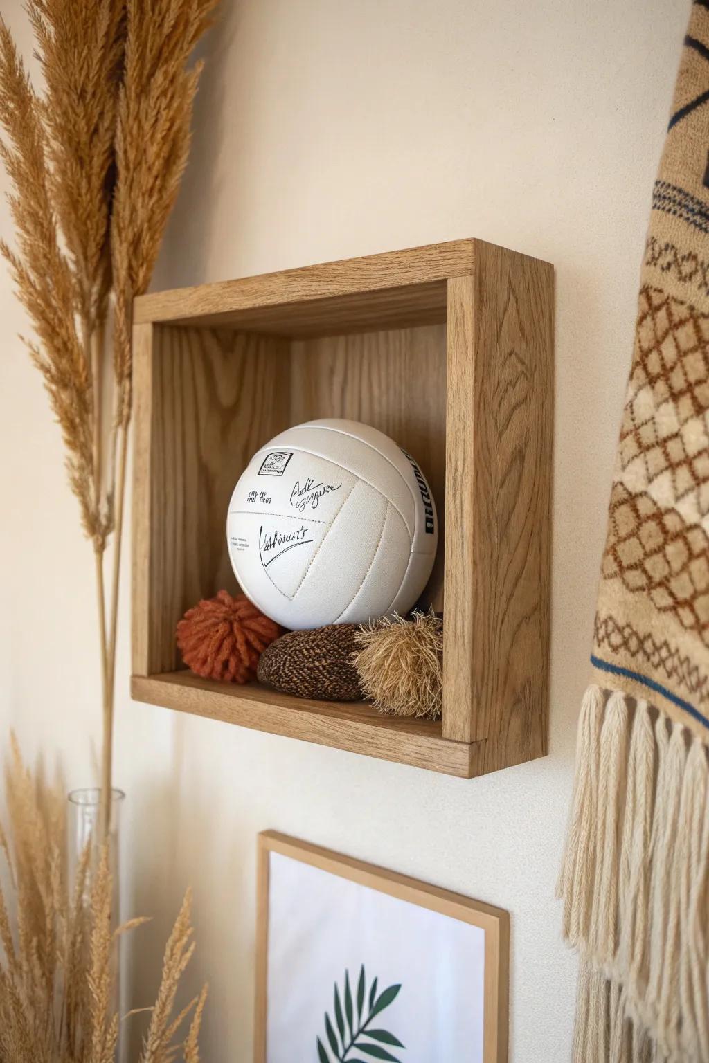 Make your signed volleyball the star of the show with this elegant and minimalistic shadow box design.