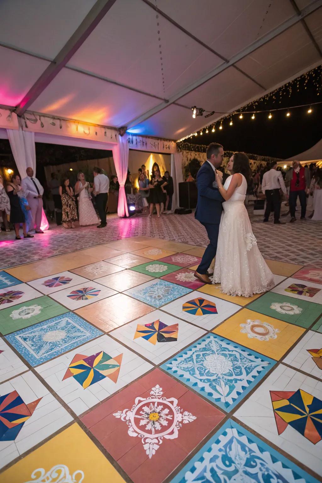 Express your style with a bold and colorful dance floor.