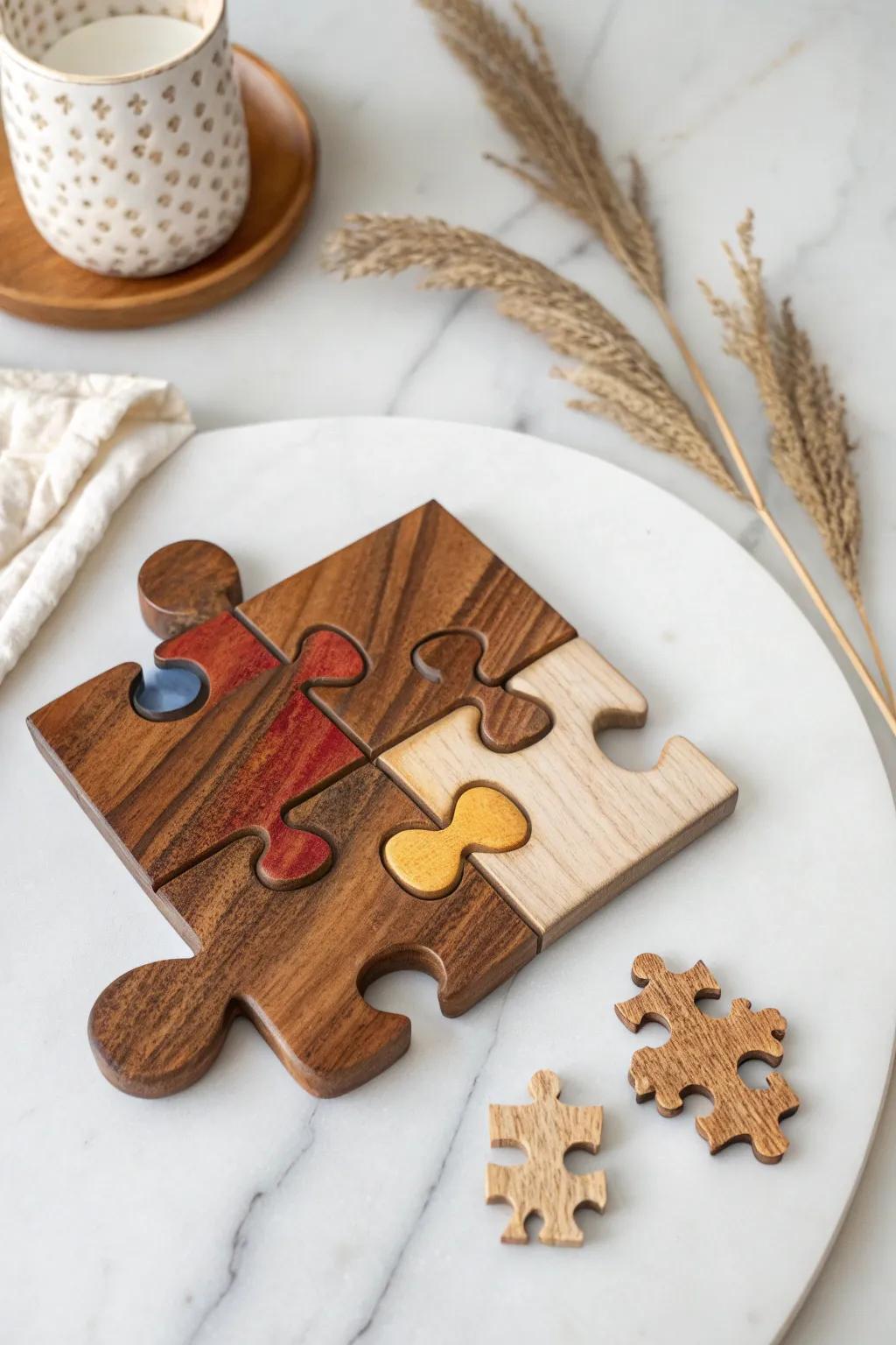 Capture your wedding memories in a puzzle piece – a perfect blend of elegance and sentiment.
