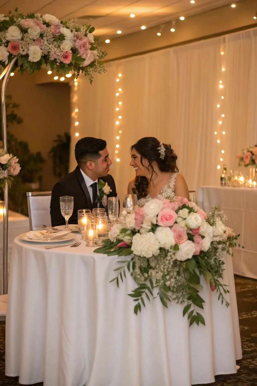 A sweetheart table providing an intimate spot for the newlyweds.