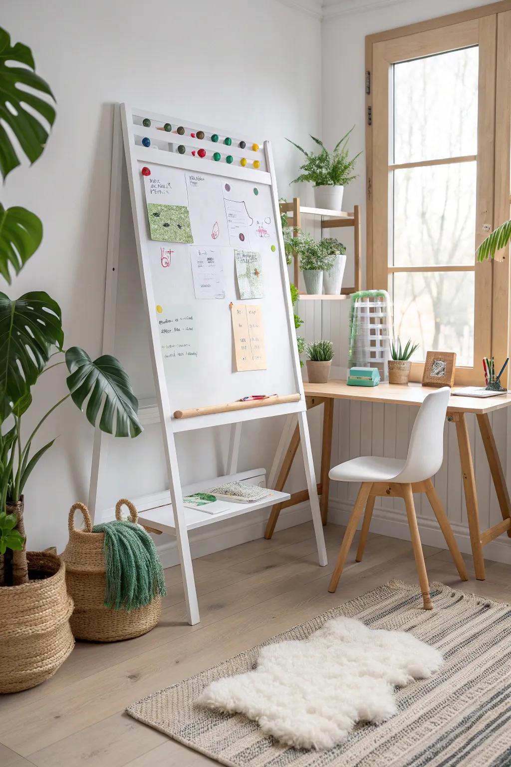 Transform your learning nook with a whiteboard that turns study goals into a visual journey.