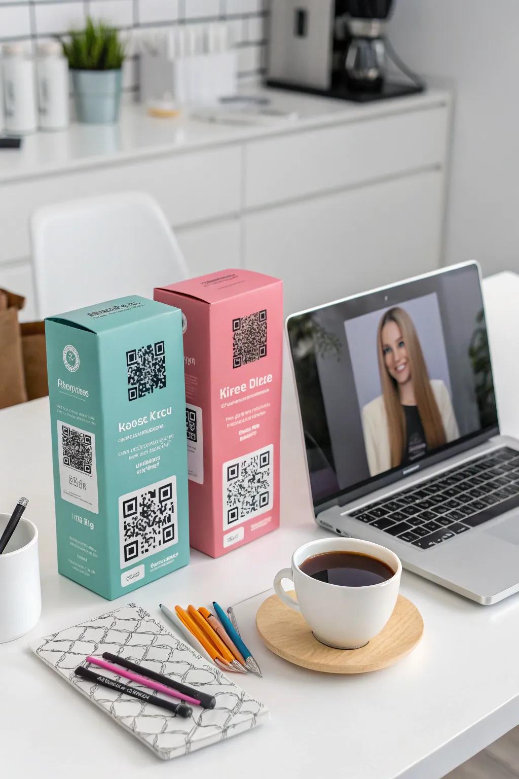 Interactive packaging featuring QR codes for added engagement.