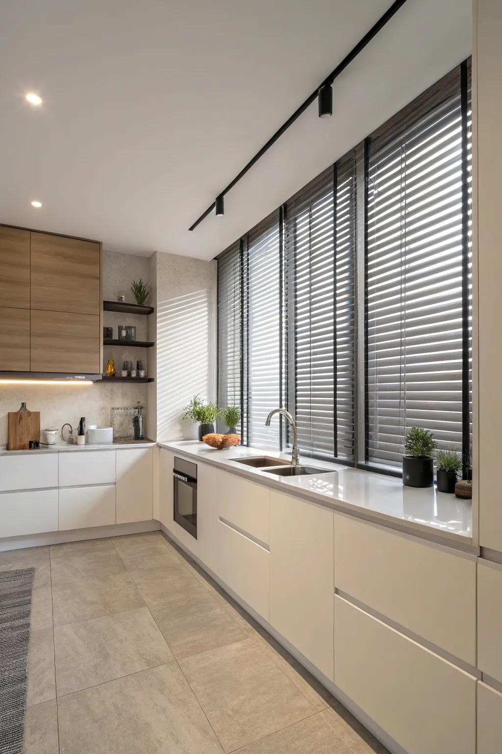 Venetian blinds offer a shutter-like style at a fraction of the cost.