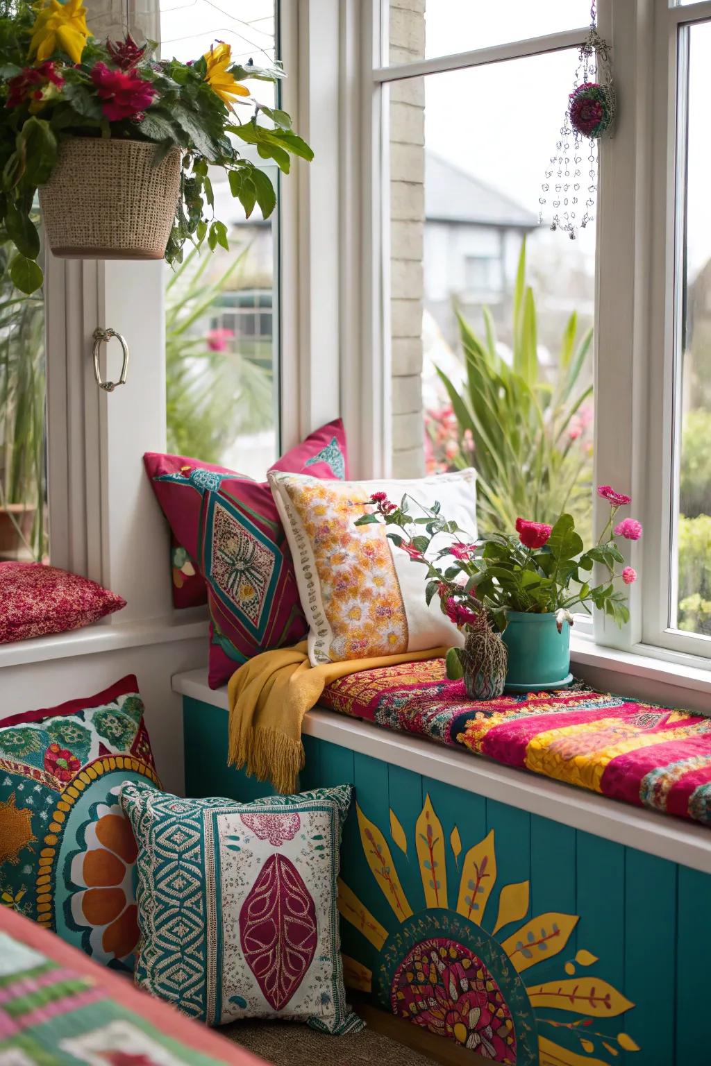 An eclectic and colorful nook adds vibrant personality to your space.