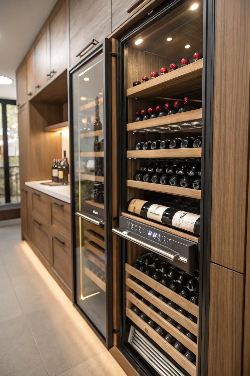 A wine closet with an integrated cooling system