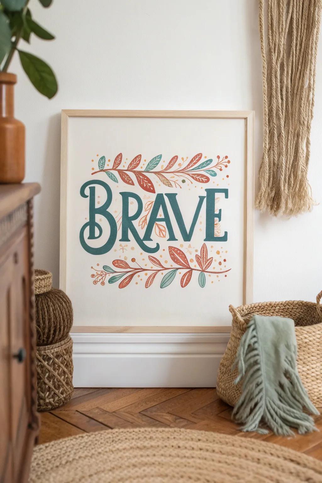 Empower young minds with simplicity and boldness: A 'Brave' poster for inspiring little hearts.