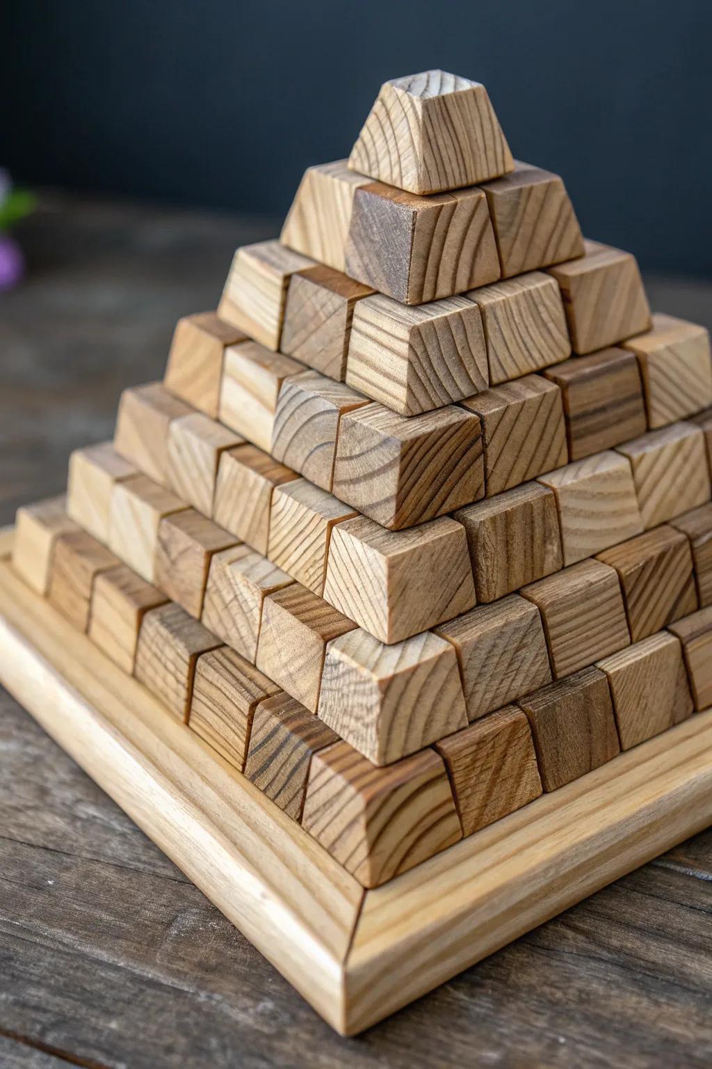 Elevate your space with the timeless charm of handcrafted miniature wood block arrangements.