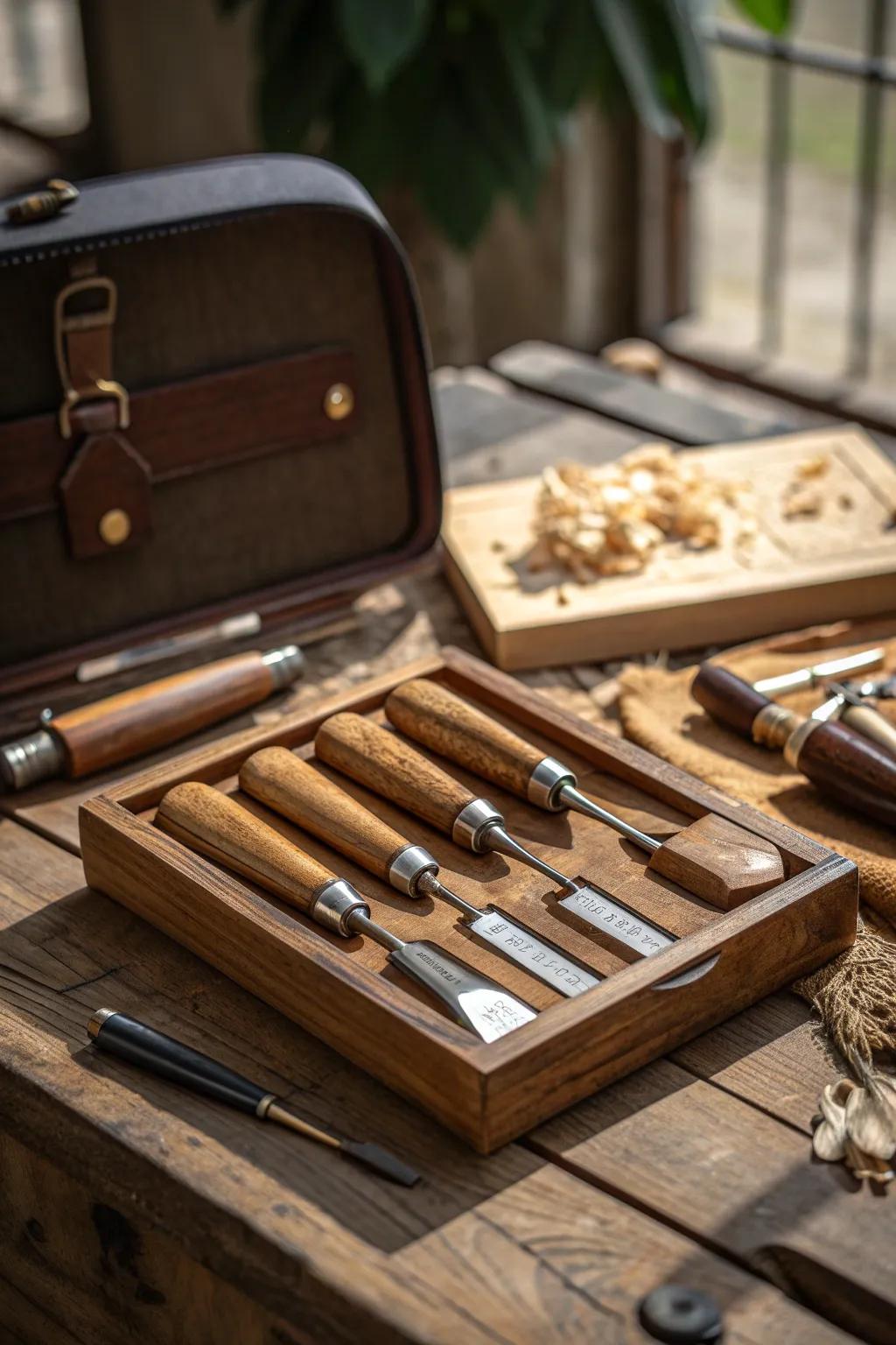 Craft the perfect masterpiece with this exquisite wood carving set.