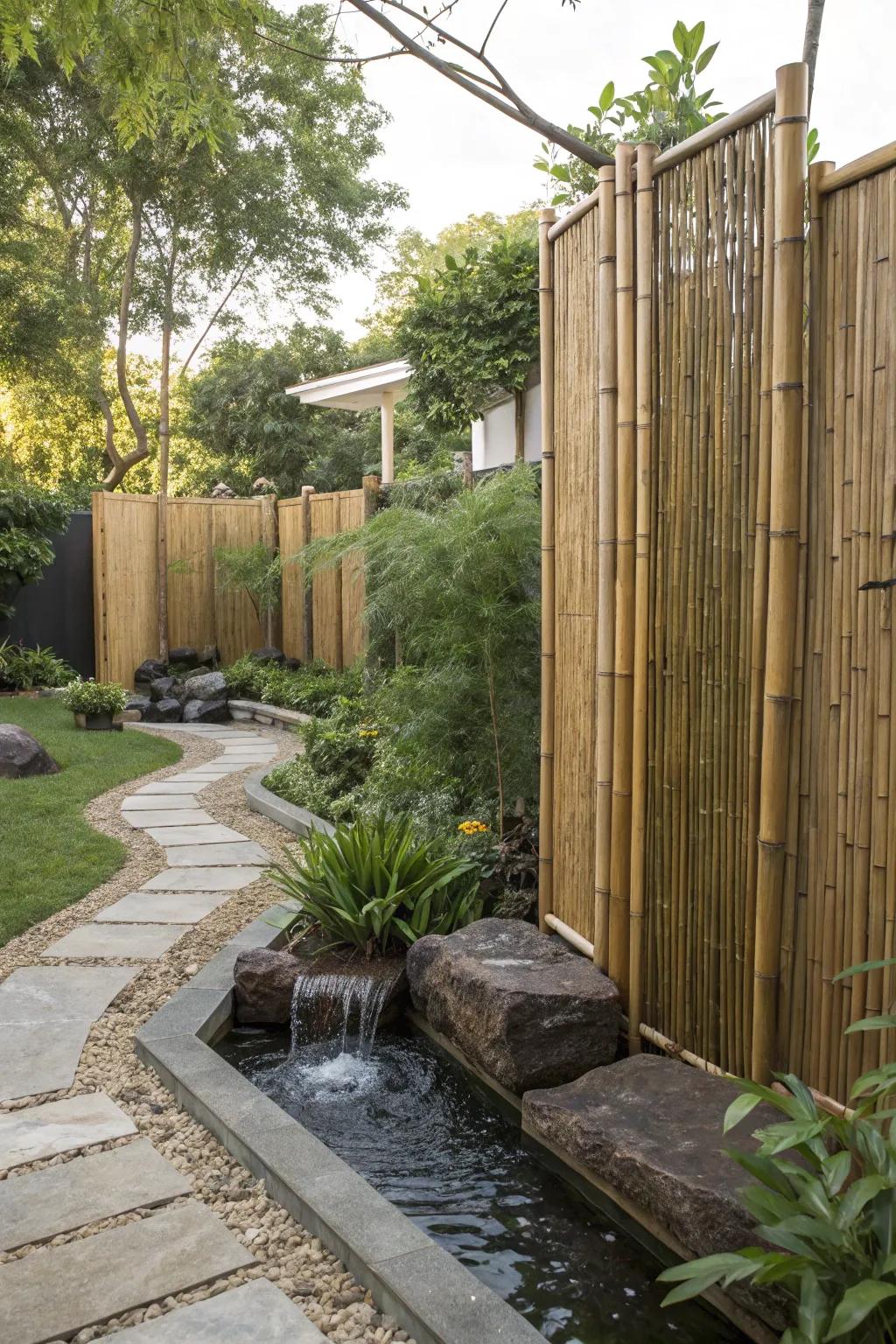 Bamboo screens add an exotic and natural flair to your yard.