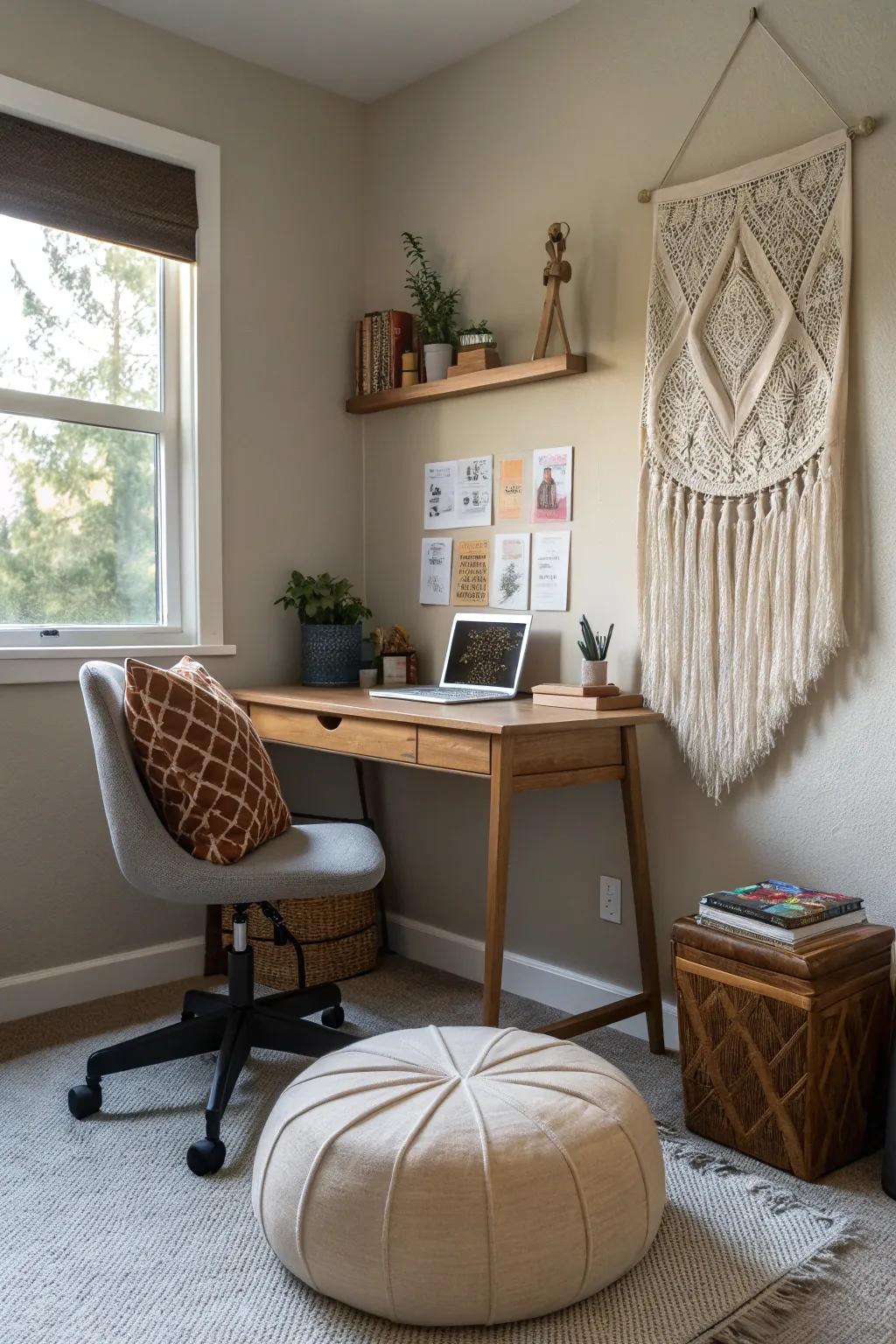 A meditation corner can be a peaceful refuge in your office.