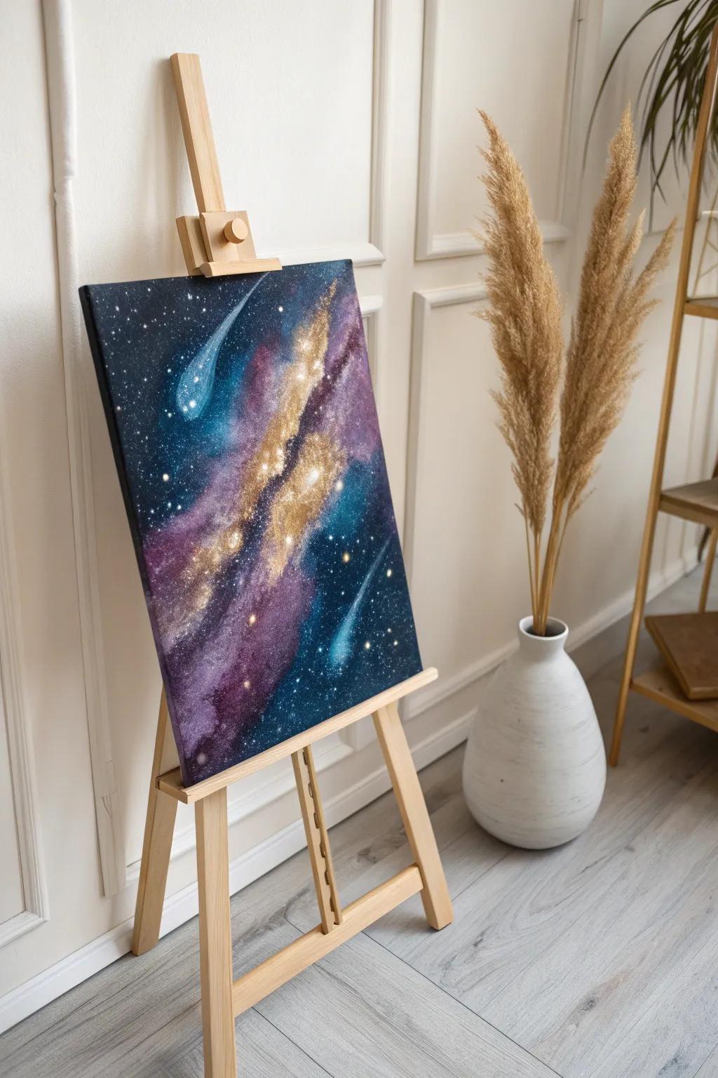 Bring the cosmos into your home with this stunning galaxy canvas, where artistry meets celestial wonder.