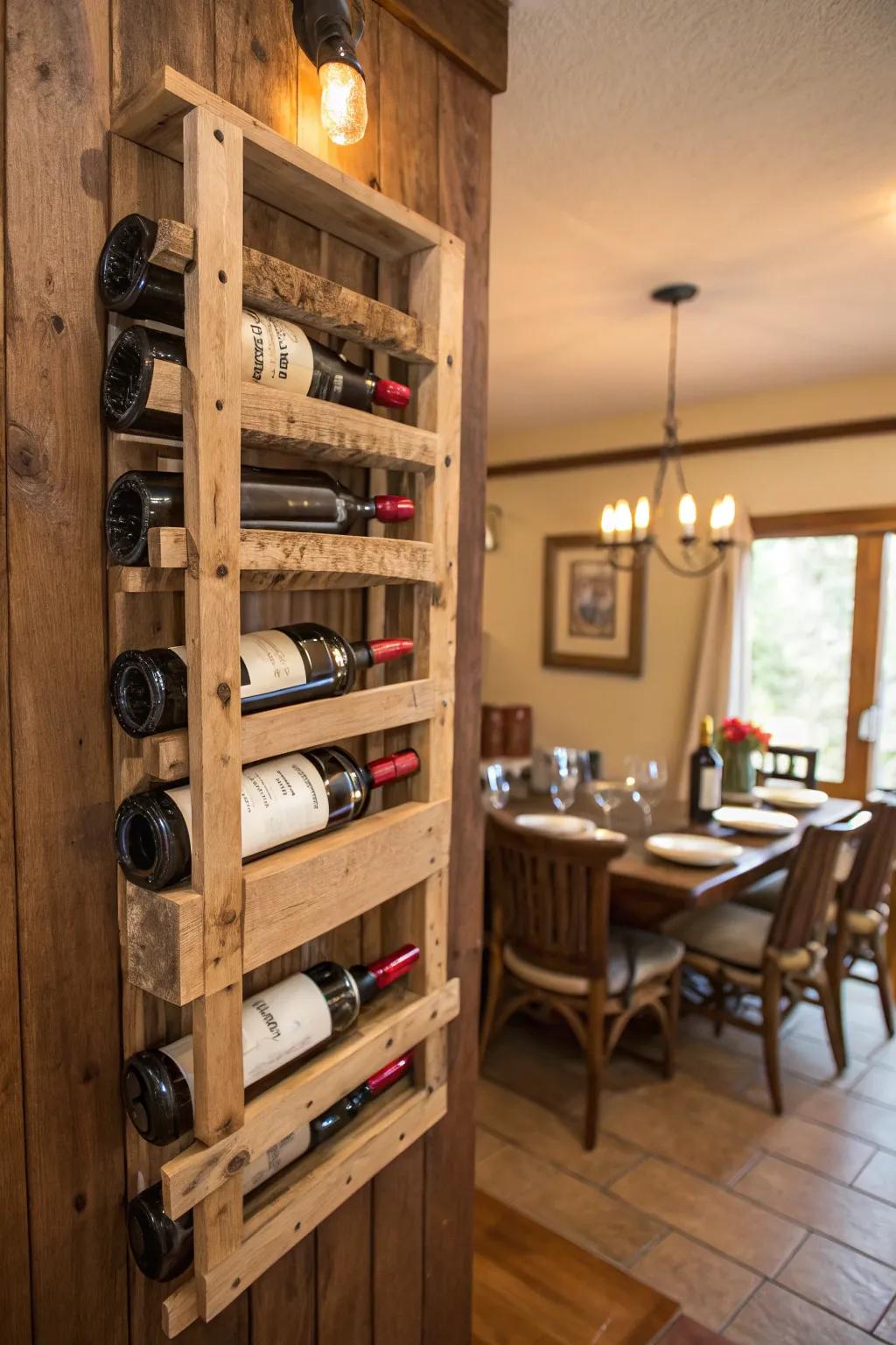 An eco-friendly wine rack combines sustainability with style.