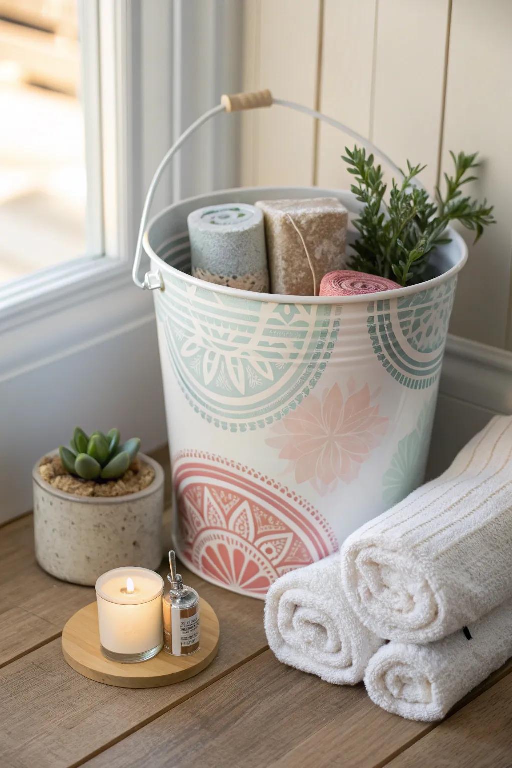 Transform a simple bucket into a stunning personalized gift basket with a touch of Scandinavian and Boho charm.