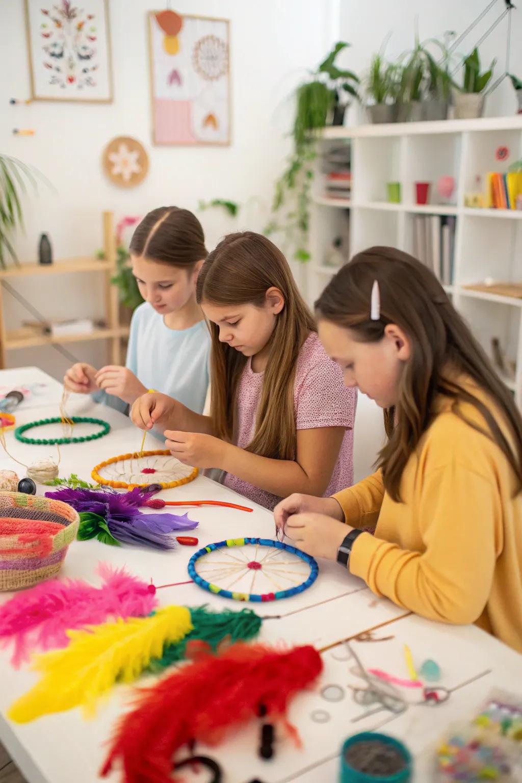 Weaving dreams into beautiful dream catchers.