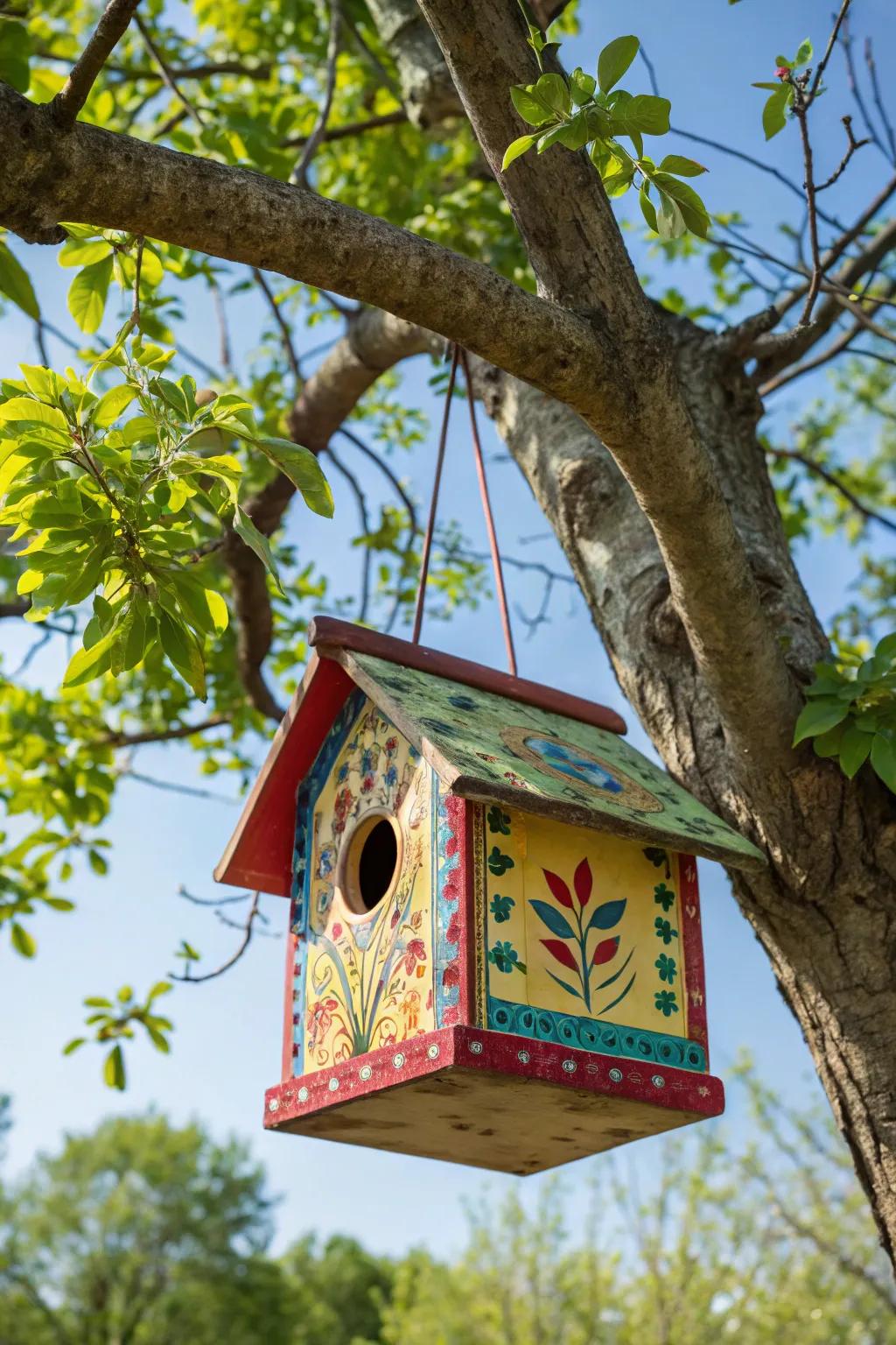 Welcome birds to your garden with a homemade birdhouse.