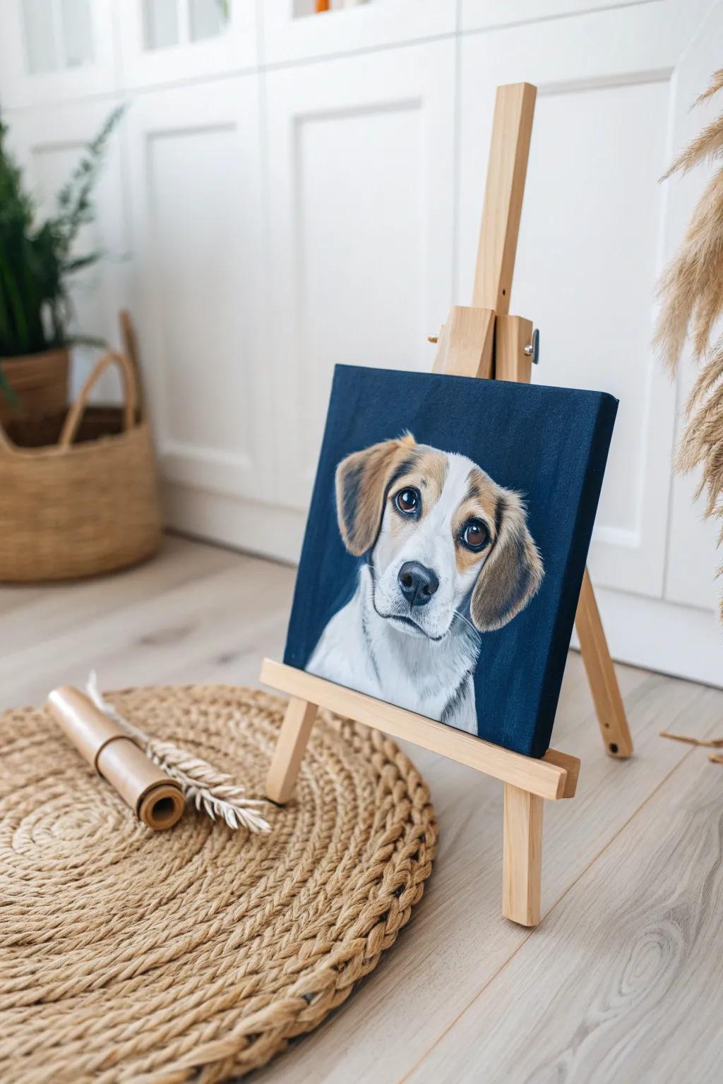 Capture the playful essence of your furry friend with minimalist charm and a touch of boho flair. 🎨🐶 #ArtisticDogDelight