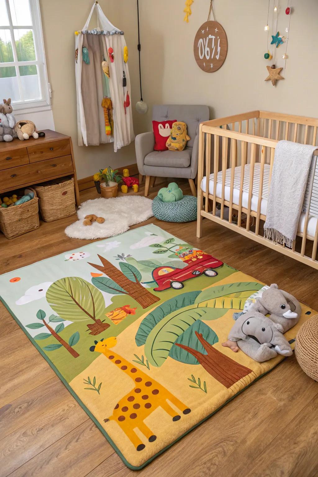 A safari mat enhances playtime with comfort and style.