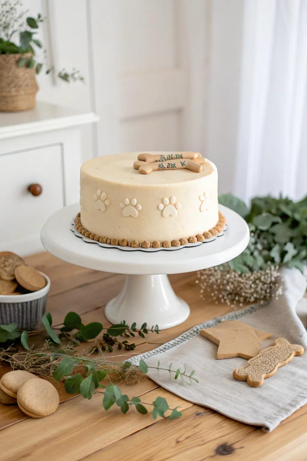 Celebrate in style with a chic, dog bone cake - perfect for your furry friend's special day!