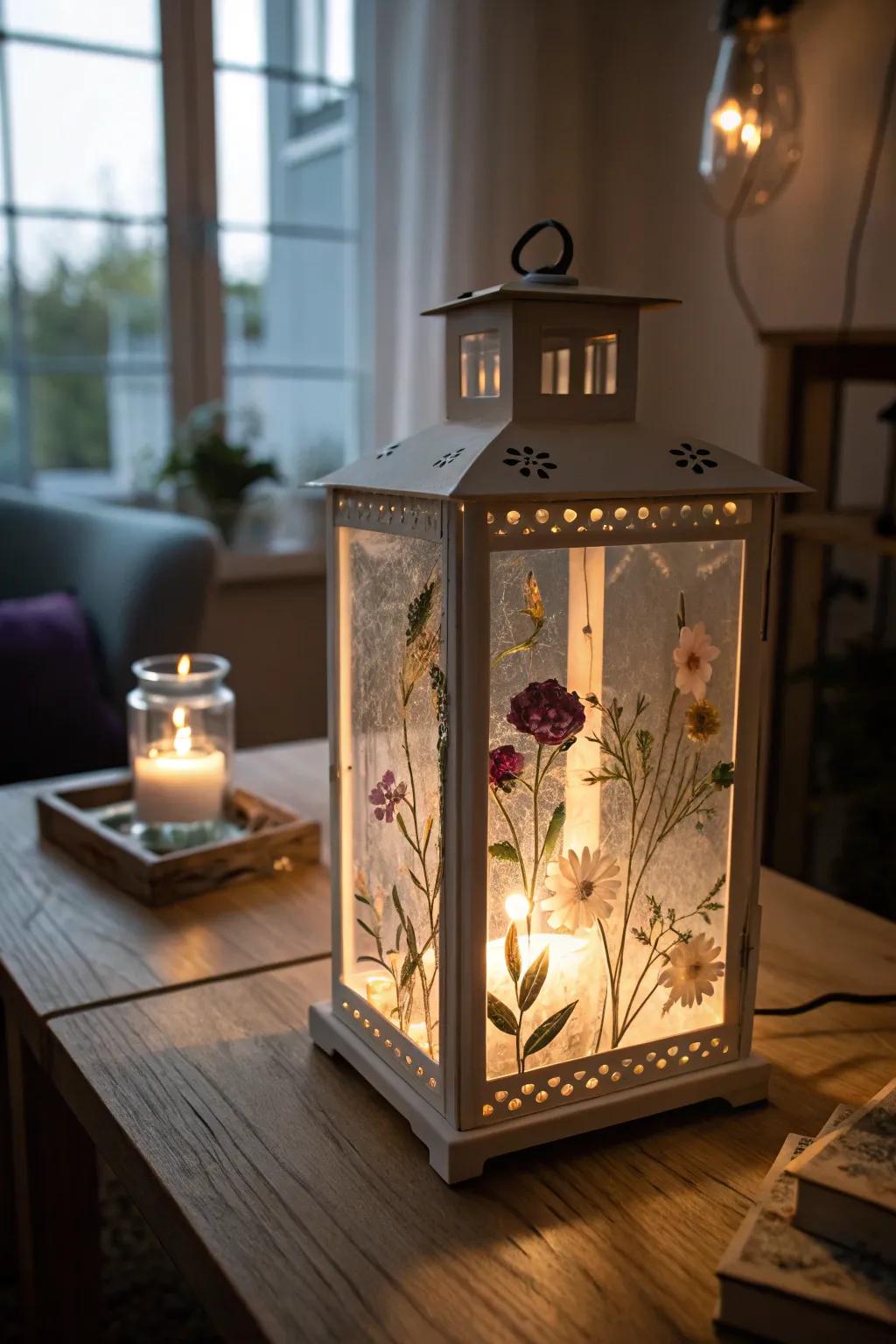 A whimsical lantern that captures the beauty of nature’s blooms.