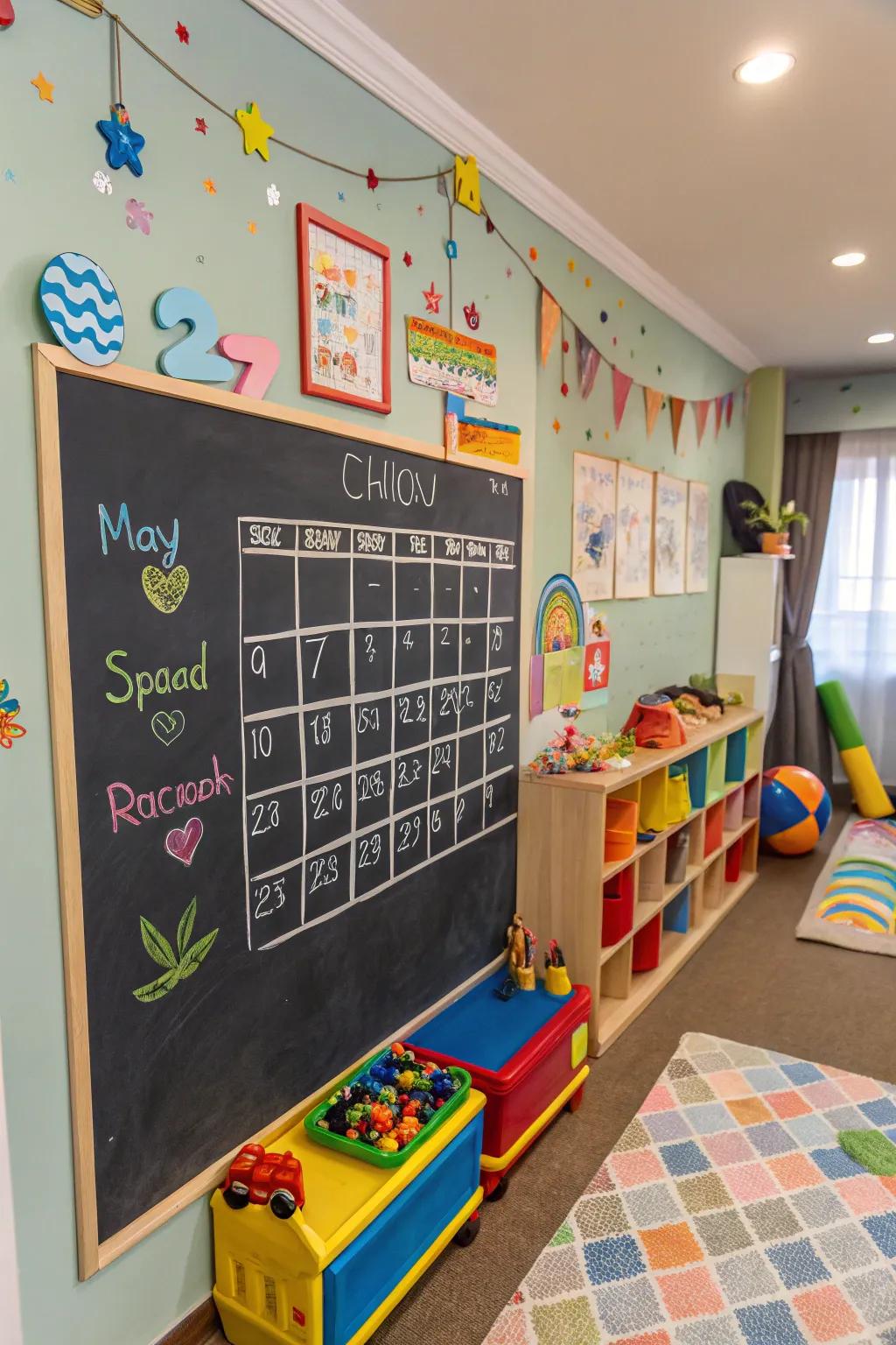 A family-friendly chalkboard calendar that engages kids.