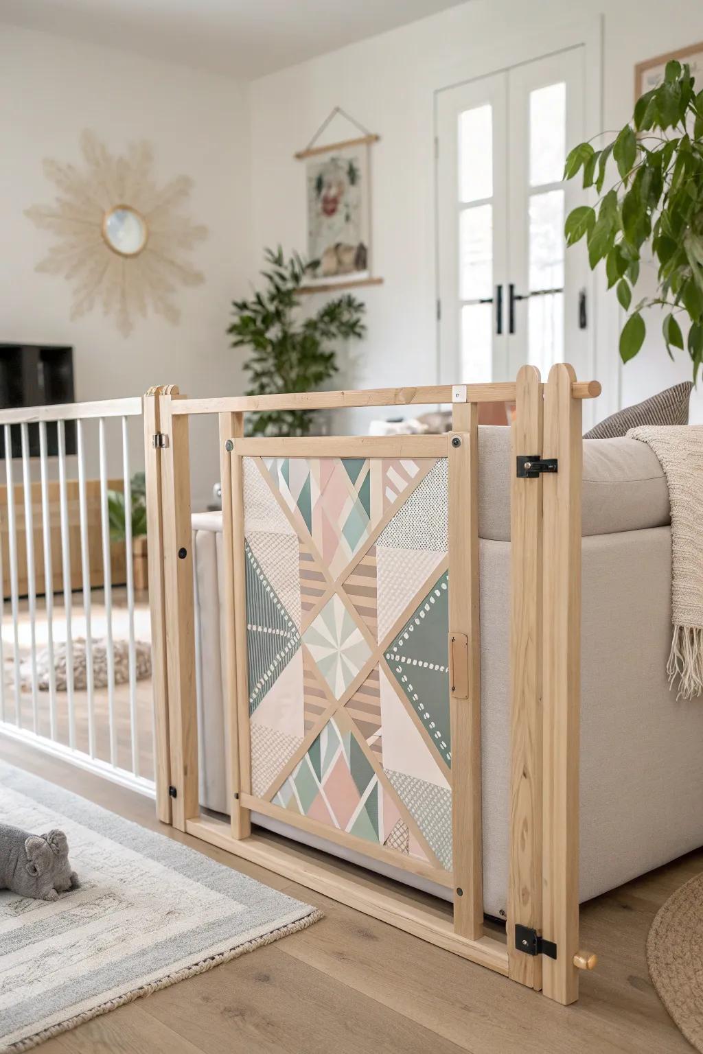 Elevate your space with a custom-designed baby gate that blends Scandinavian simplicity with Boho charm.