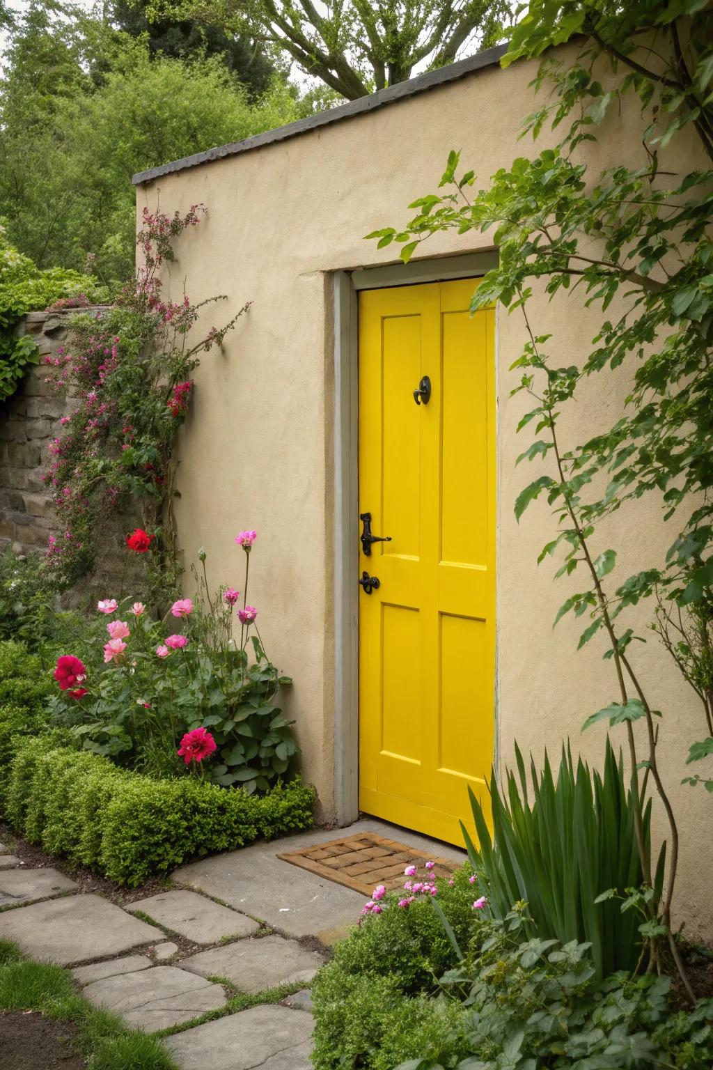 A colorful back door adds personality and vibrancy to your home.