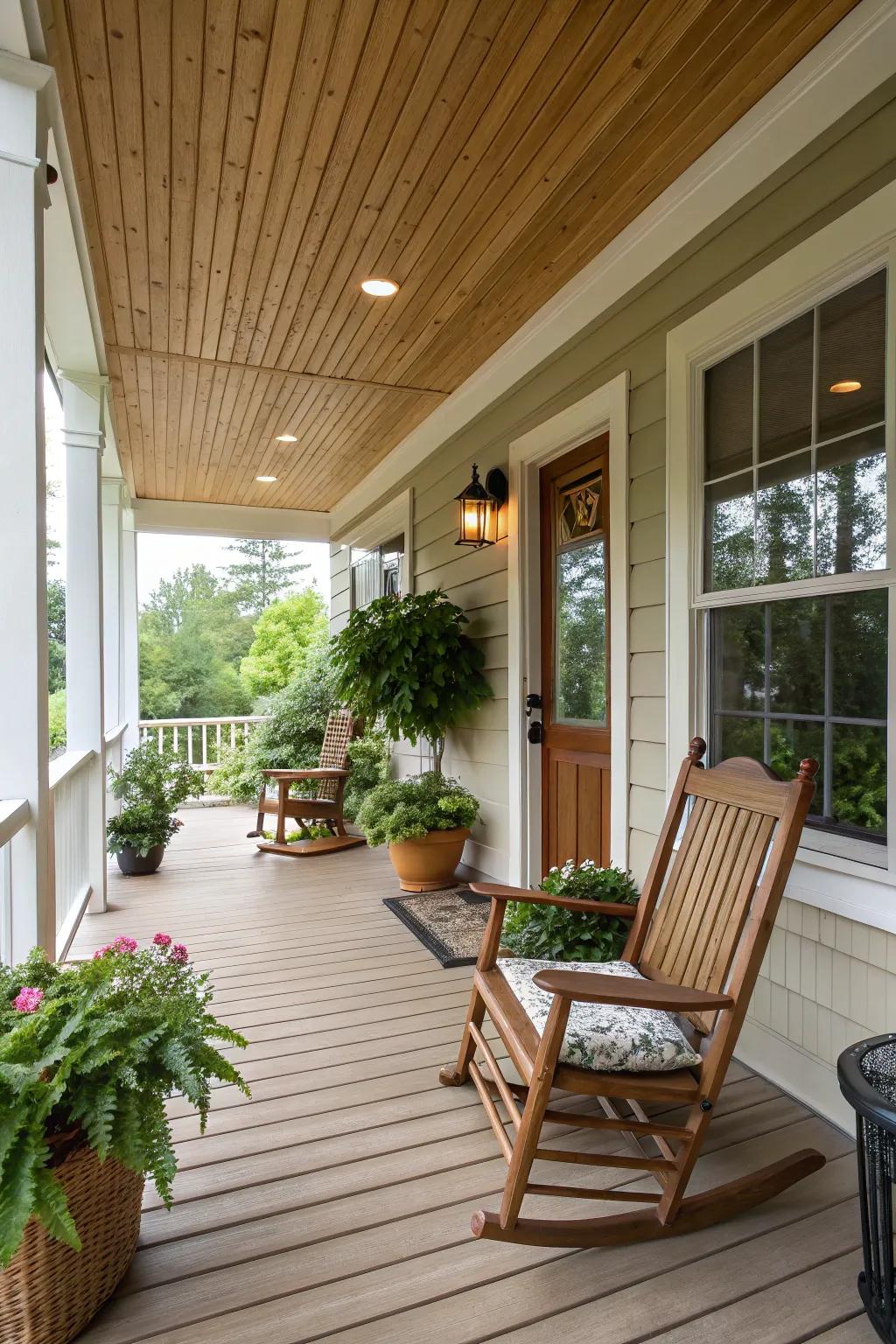 Beadboard ceilings offer timeless farmhouse charm.