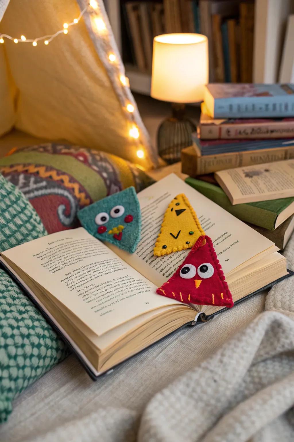 Keep your place in style with felt bookmarks.