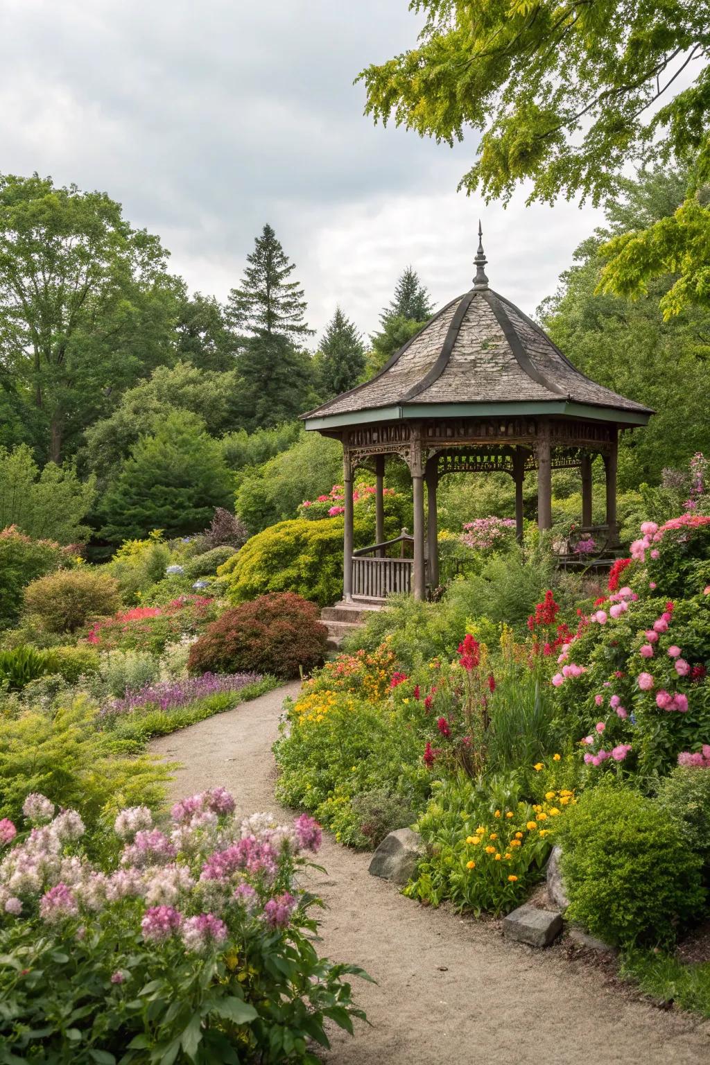 A serene garden oasis around your pavilion.