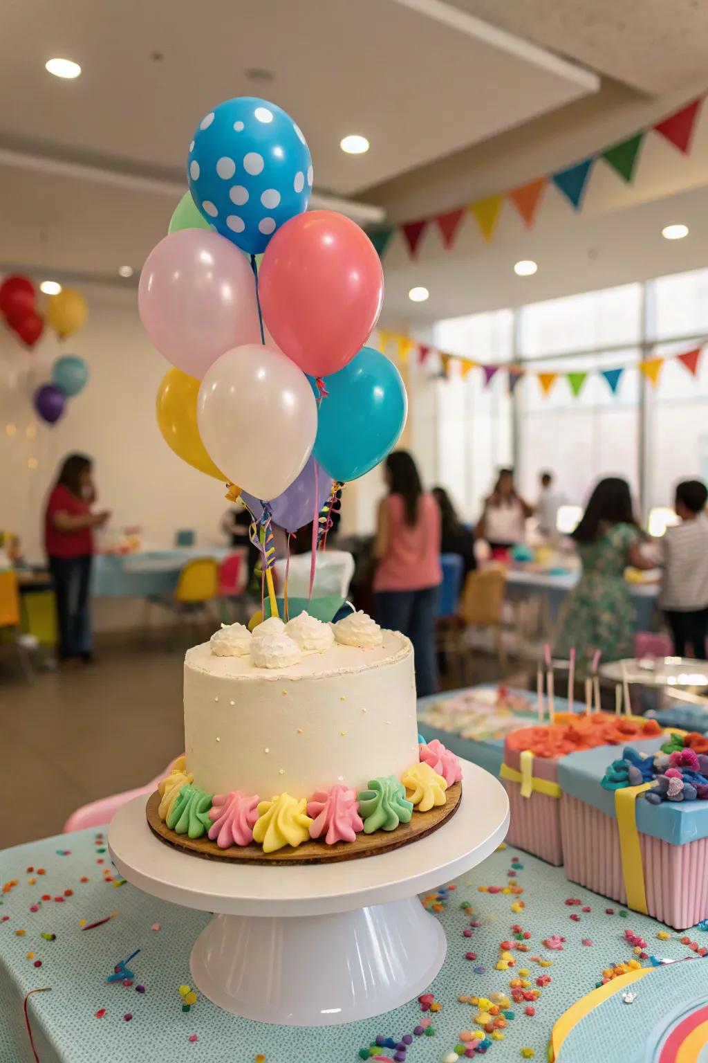 Add whimsy to your cake with balloon cake toppers.