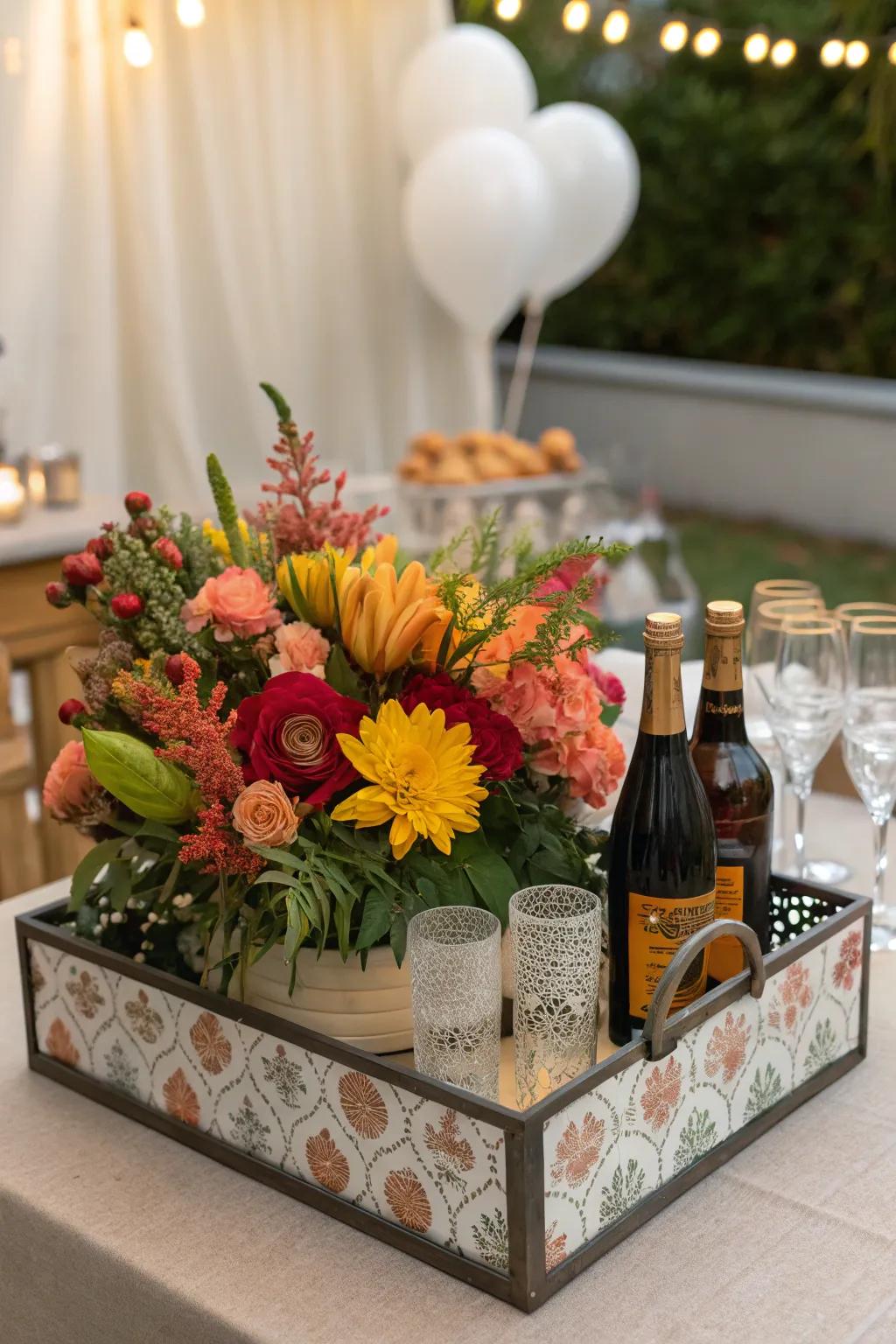 Switch up your bar tray decor with the changing seasons.