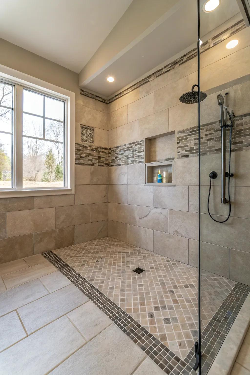 Heated floors add warmth and luxury to barrier-free showers.