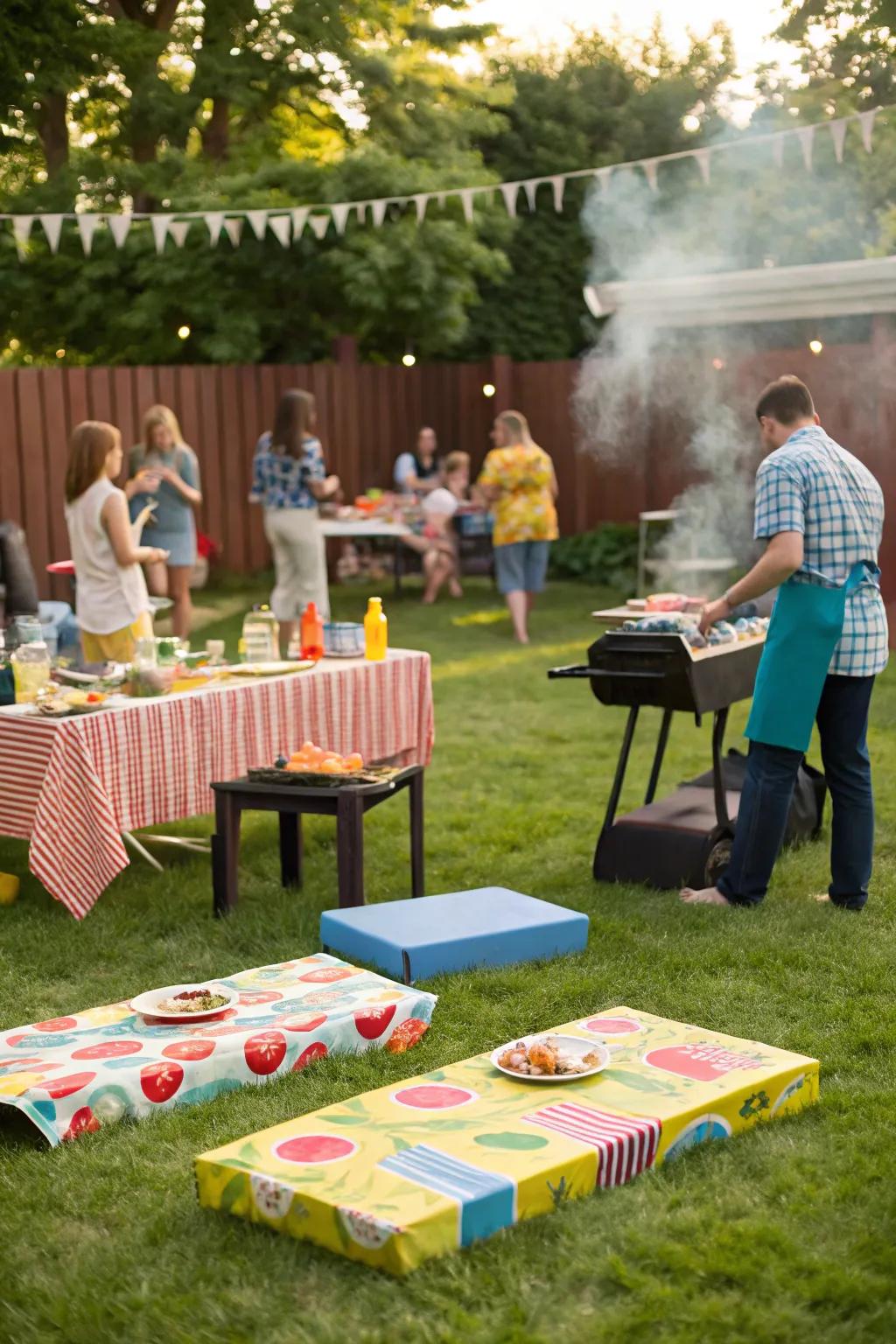 Fun and games with a lawn games party setup.