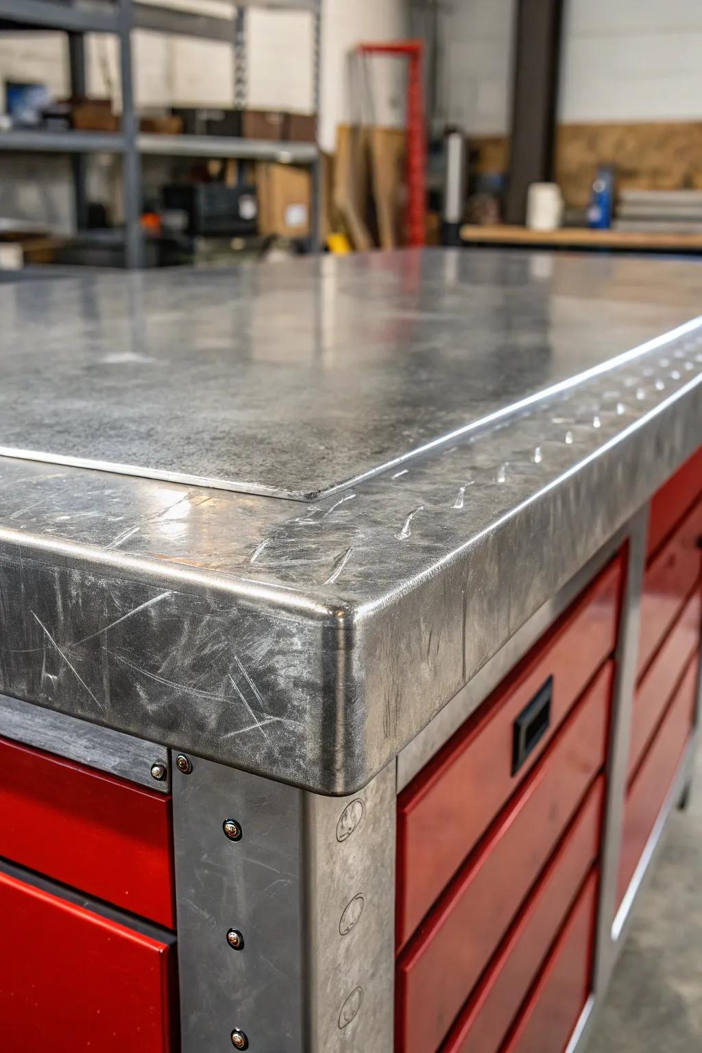 Experience the unmatched strength and durability of a galvanized steel workbench top, perfect for any heavy-duty task.