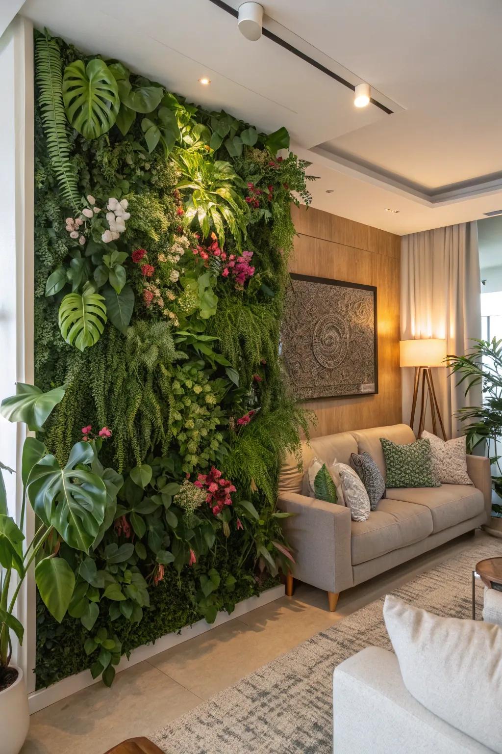 A plant wall brings a breath of fresh air into your home.