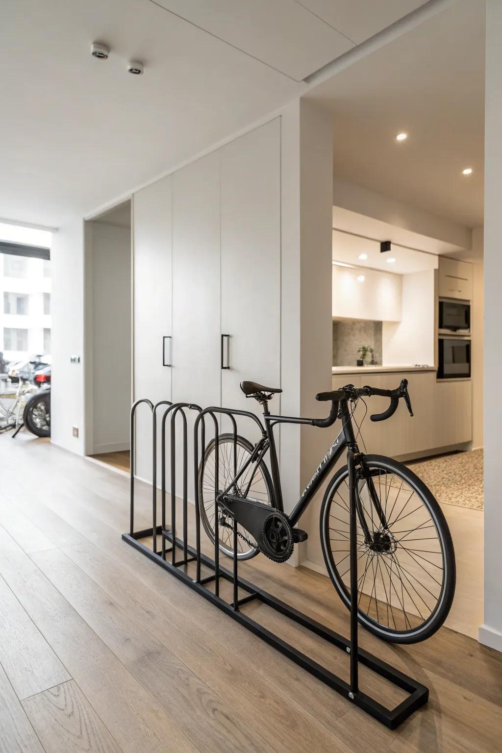 Freestanding racks offer flexible bike storage solutions.