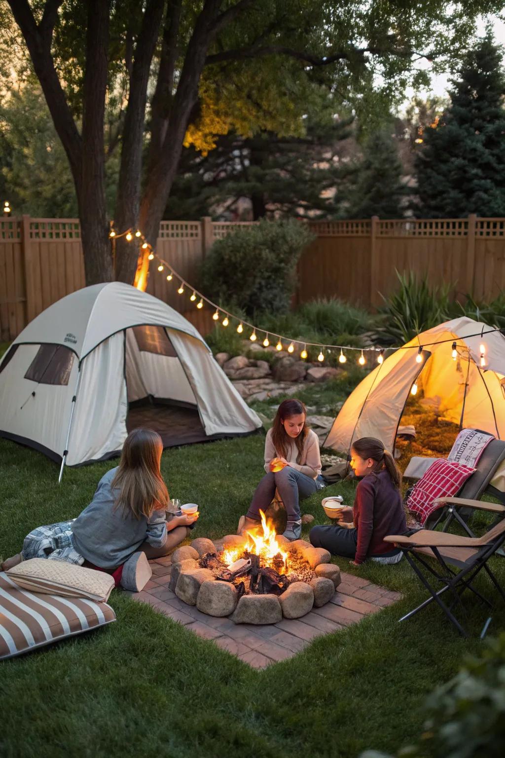 Enjoy an adventurous night with backyard camping.