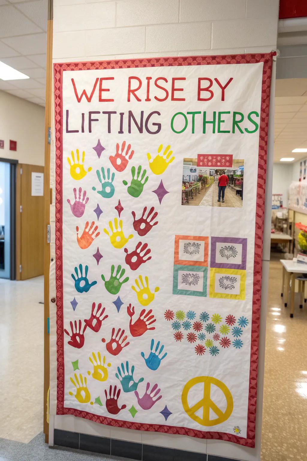 A message of unity and strength: 'We Rise By Lifting Others'.