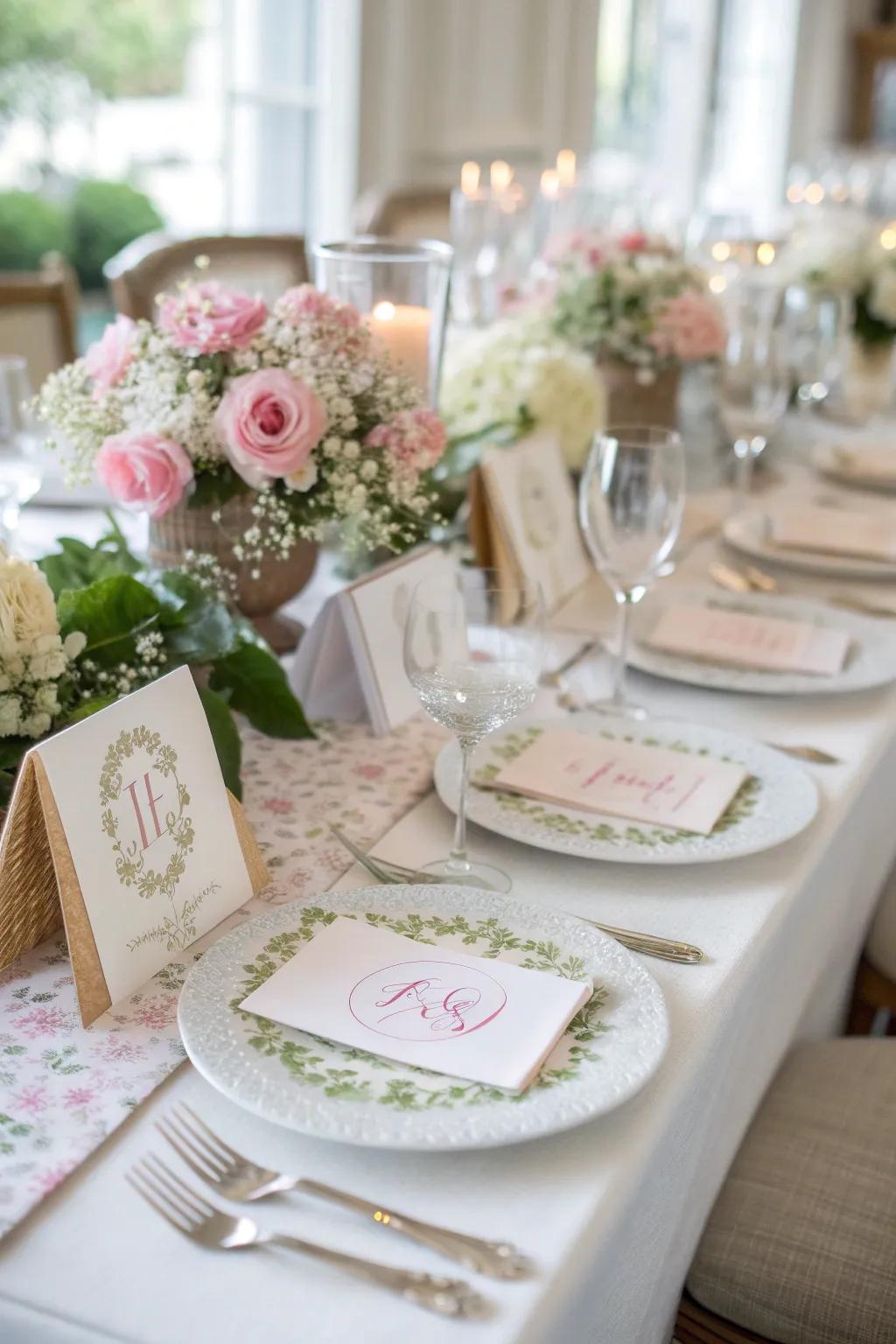 Personalized place settings add a thoughtful touch to your decor.