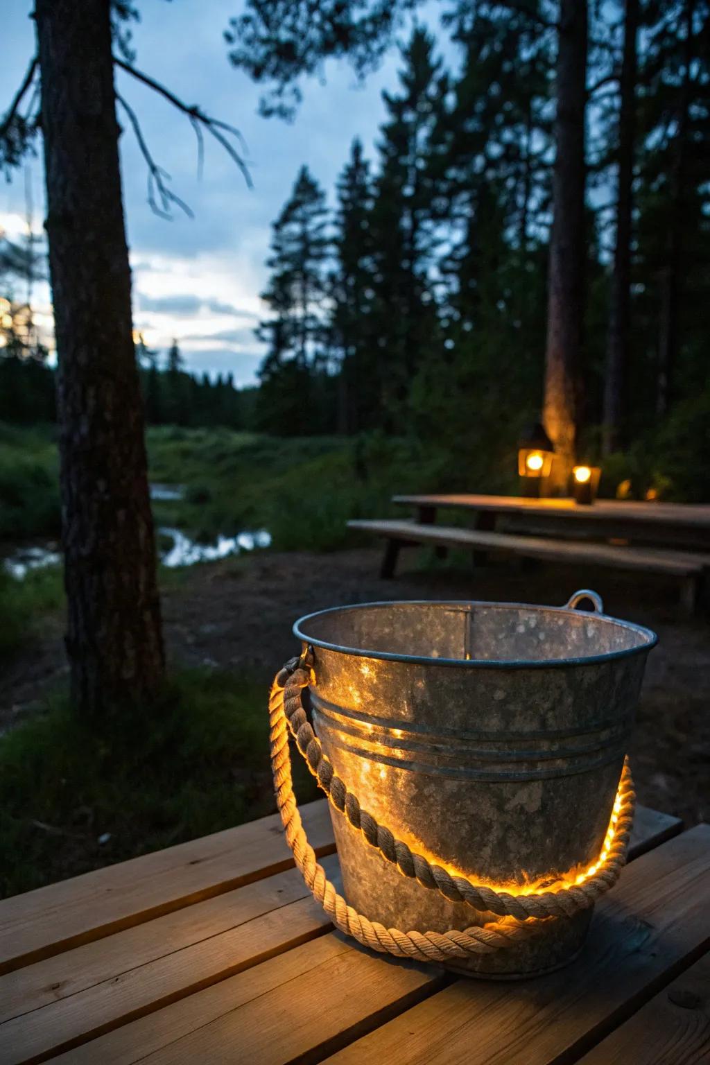 Illuminate your campsite with the perfect blend of style and functionality. Discover the Rope Light Bucket Illumination!