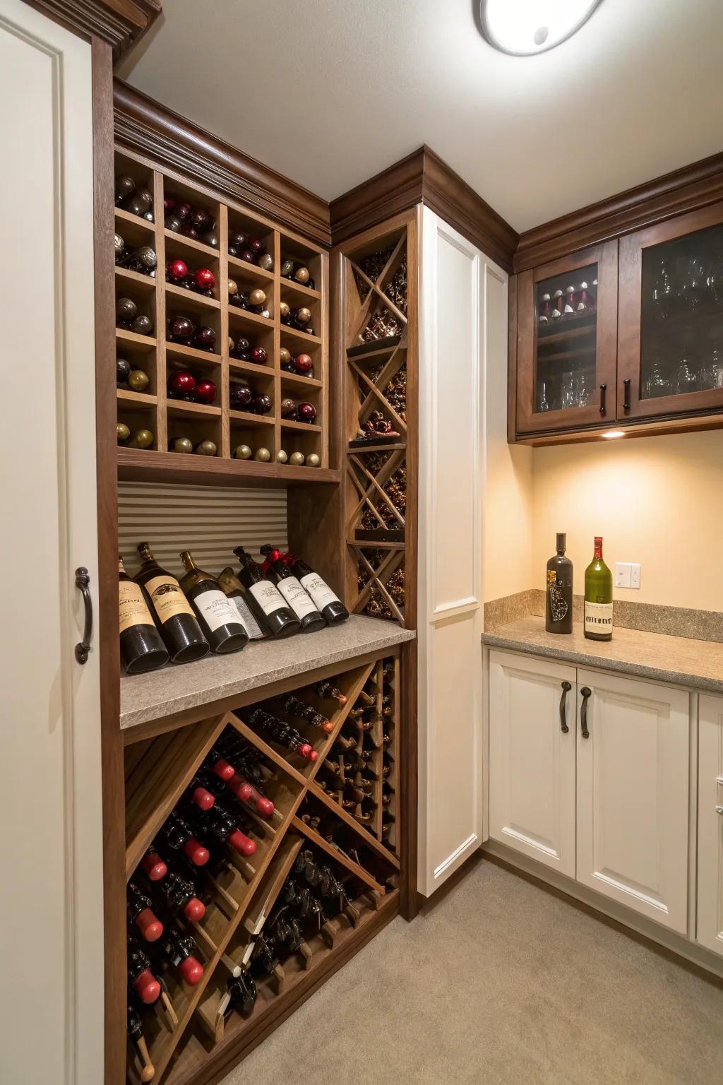 A compact wine nook that makes the most of limited space.