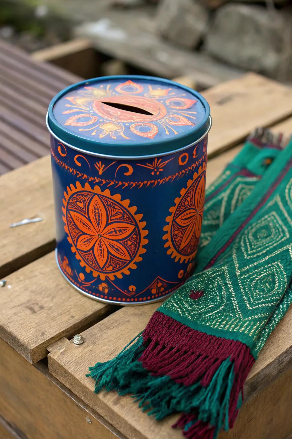 Elevate your brand with an upcycled tin can drop box—where sustainability meets craftsmanship in bold colors.
