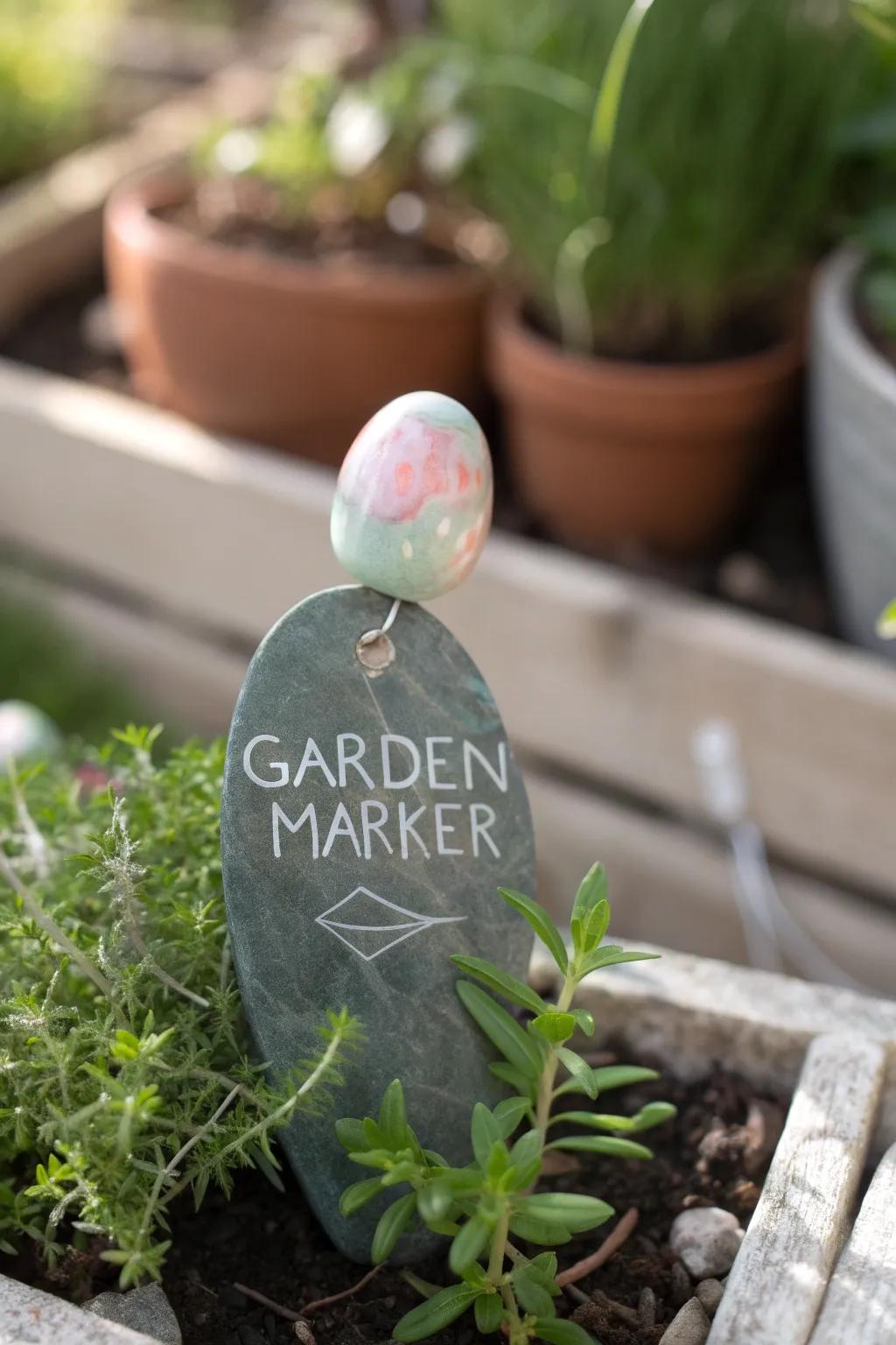 Add a touch of whimsy to your garden with handcrafted cabochon markers.