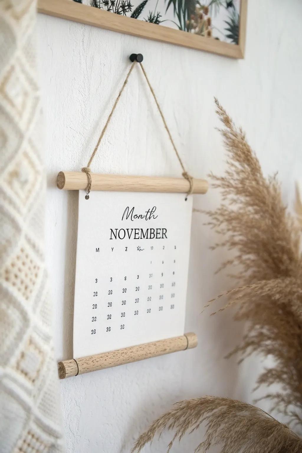 Craft your own minimalist masterpiece: A step-by-step guide to creating a serene and stylish wall calendar.