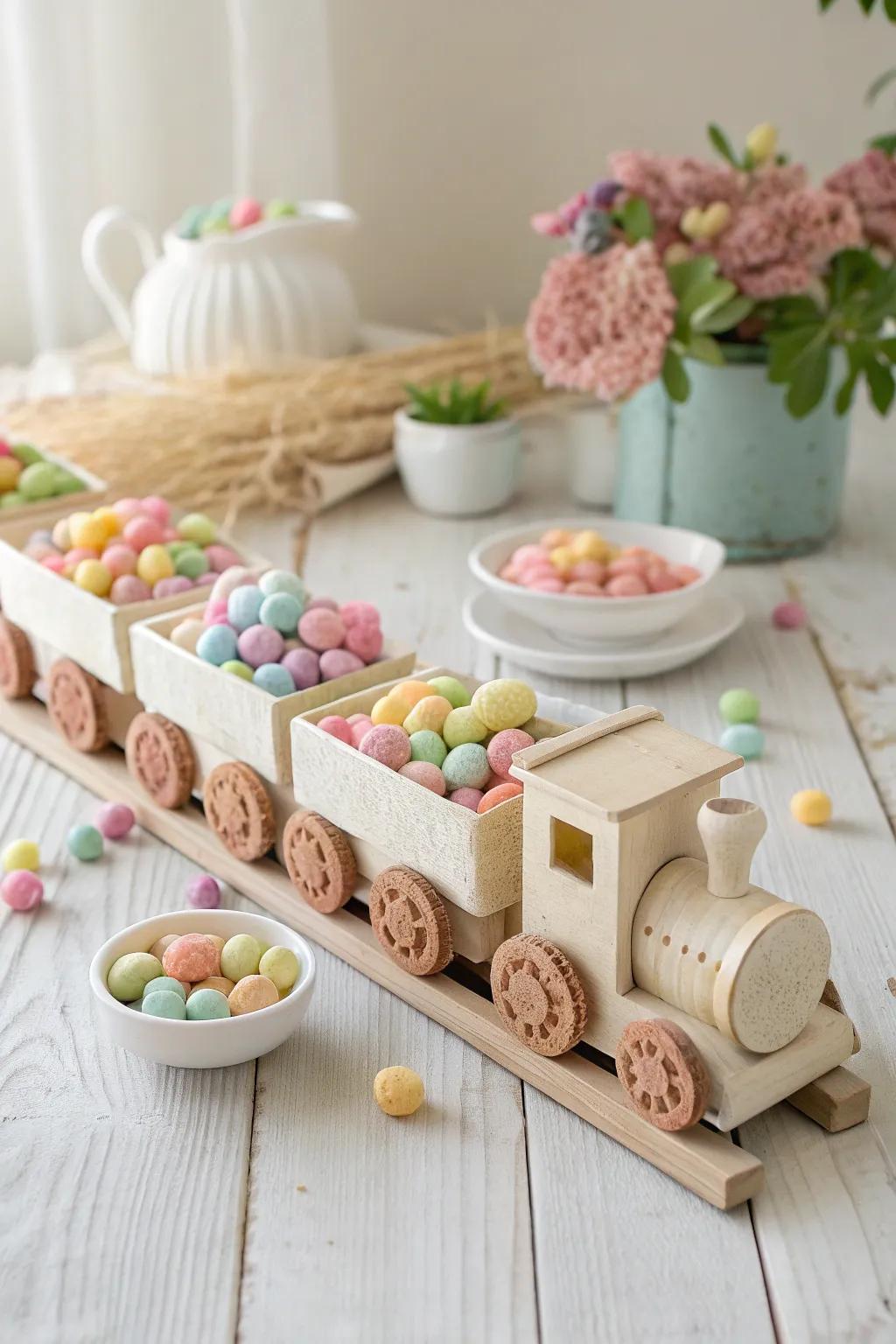 All aboard the Eco-Friendly Candy Train! Enjoy the sweet journey of organic treats with a sustainable twist.