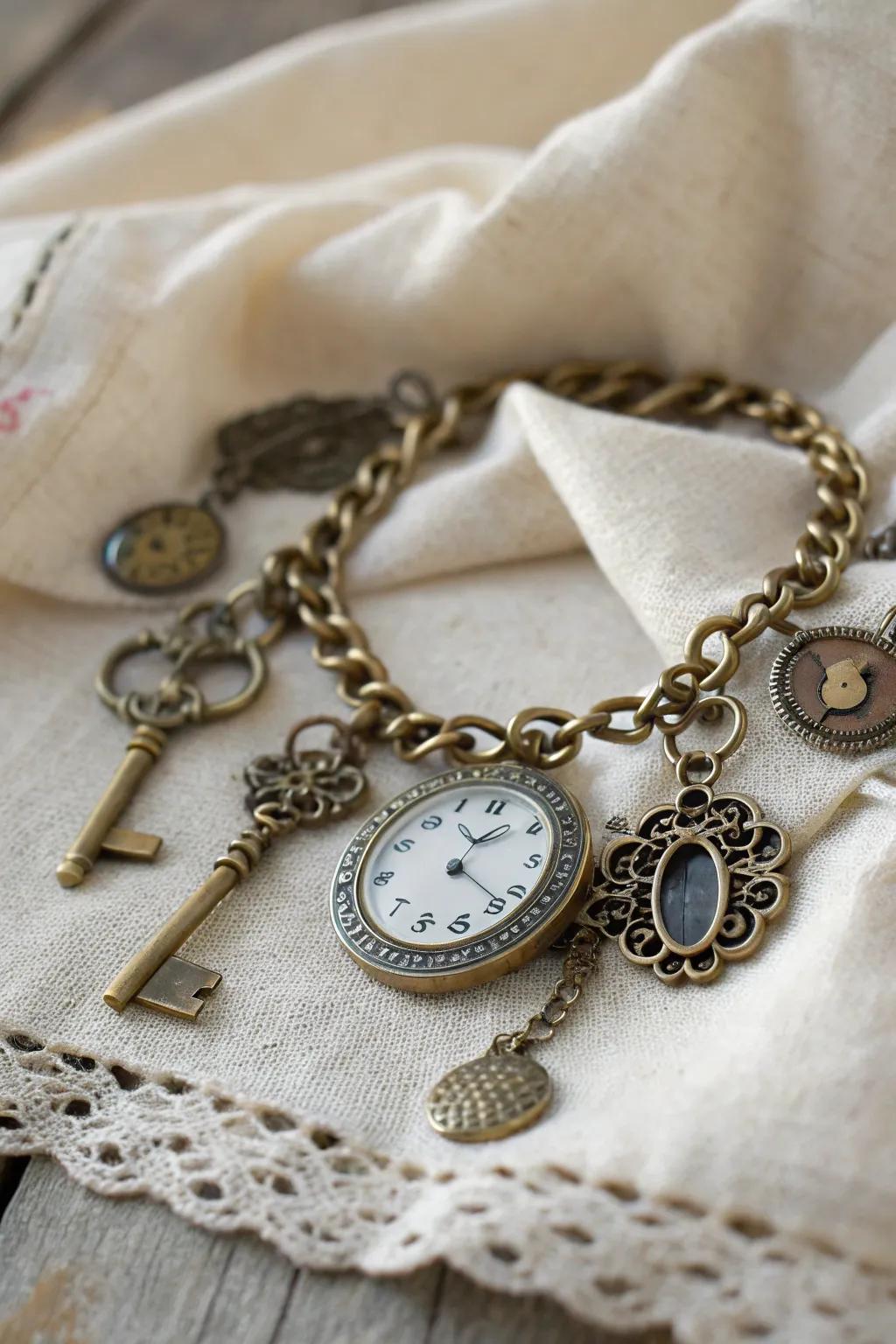 A vintage charm bracelet that tells stories of the past.