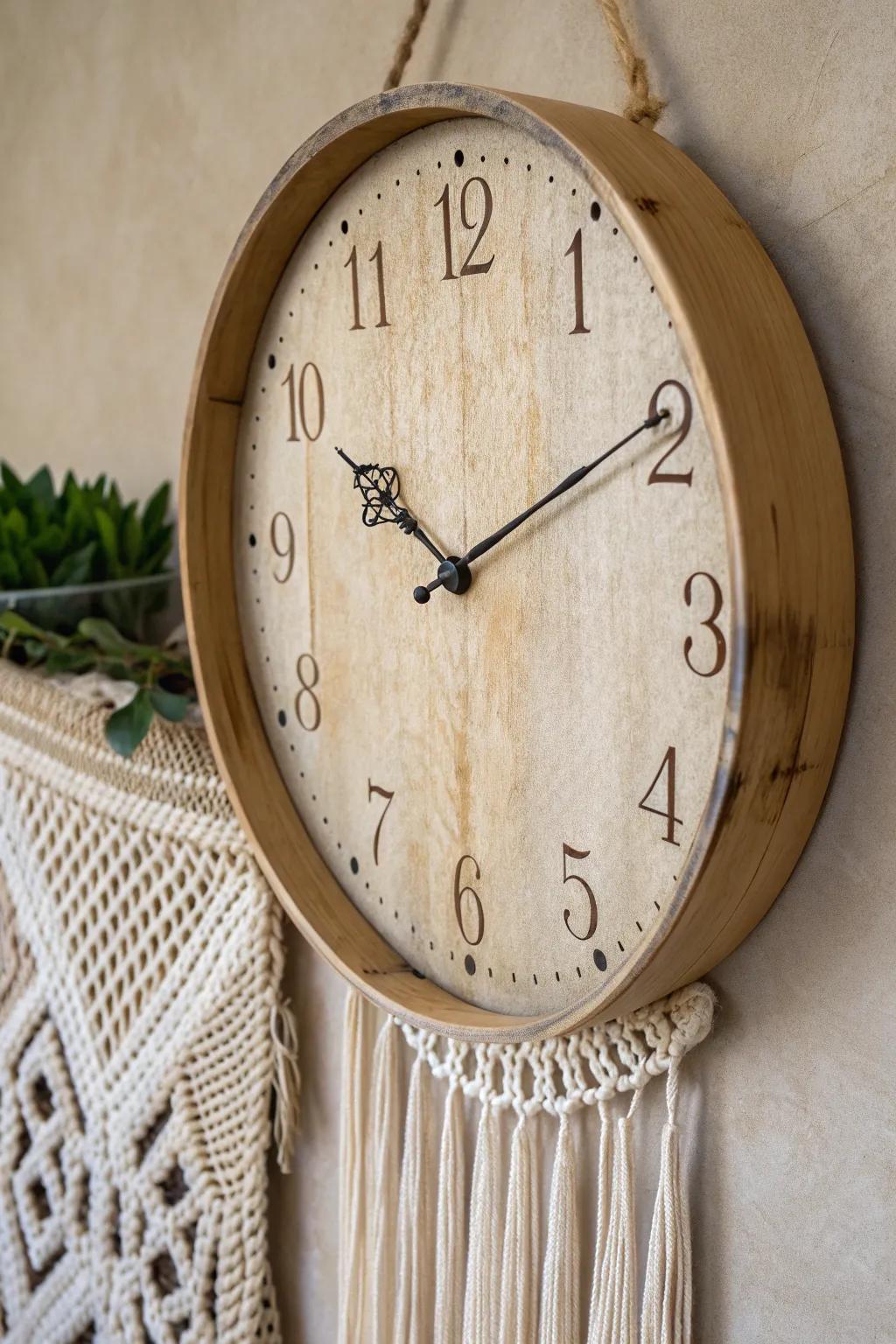 Time meets art in this vintage-inspired cheese box clock—where simplicity and creativity tick in harmony.